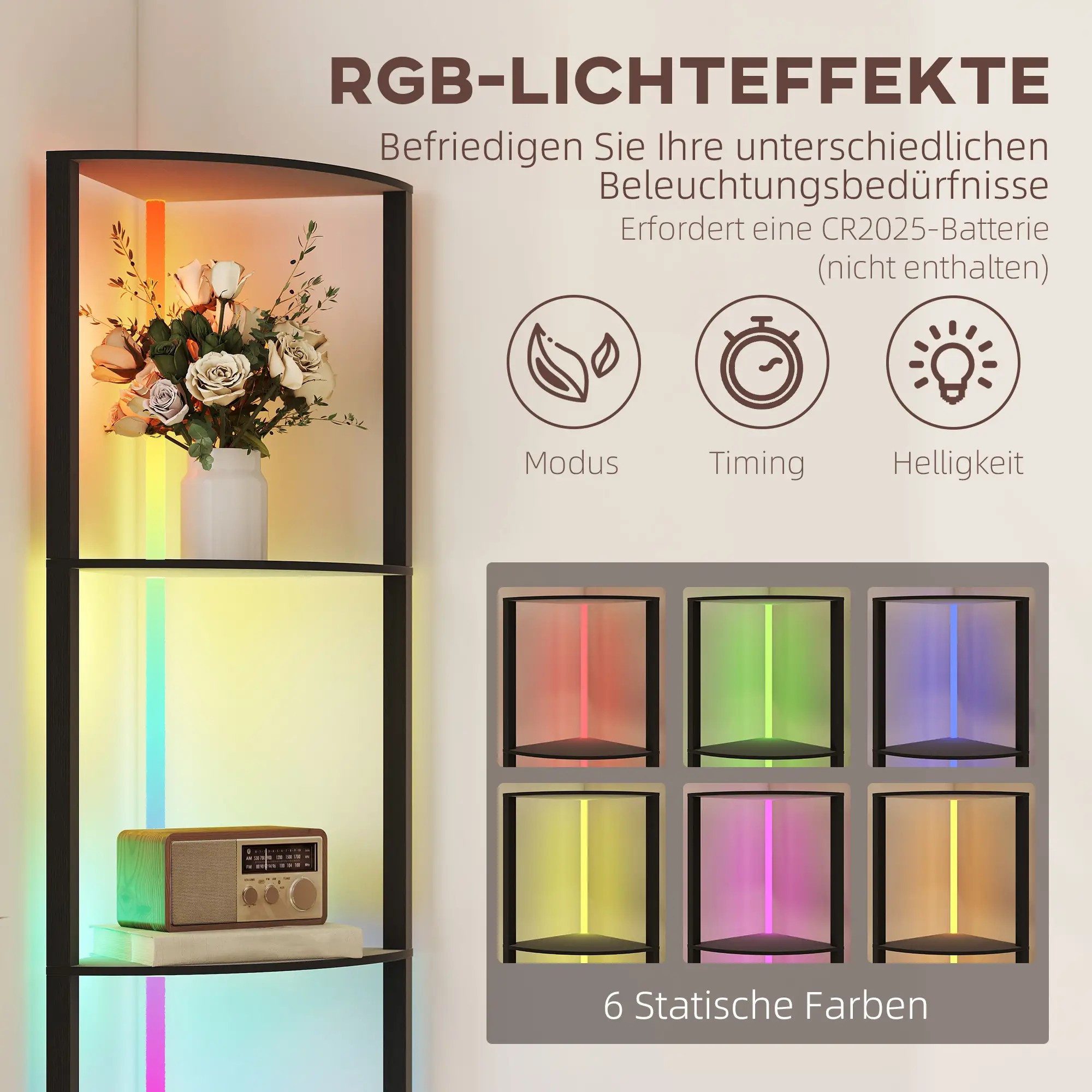 BlingBin LED Stehlampe 5 Stufige Stehleuchte Standleuchte mit Regal und Fer günstig online kaufen