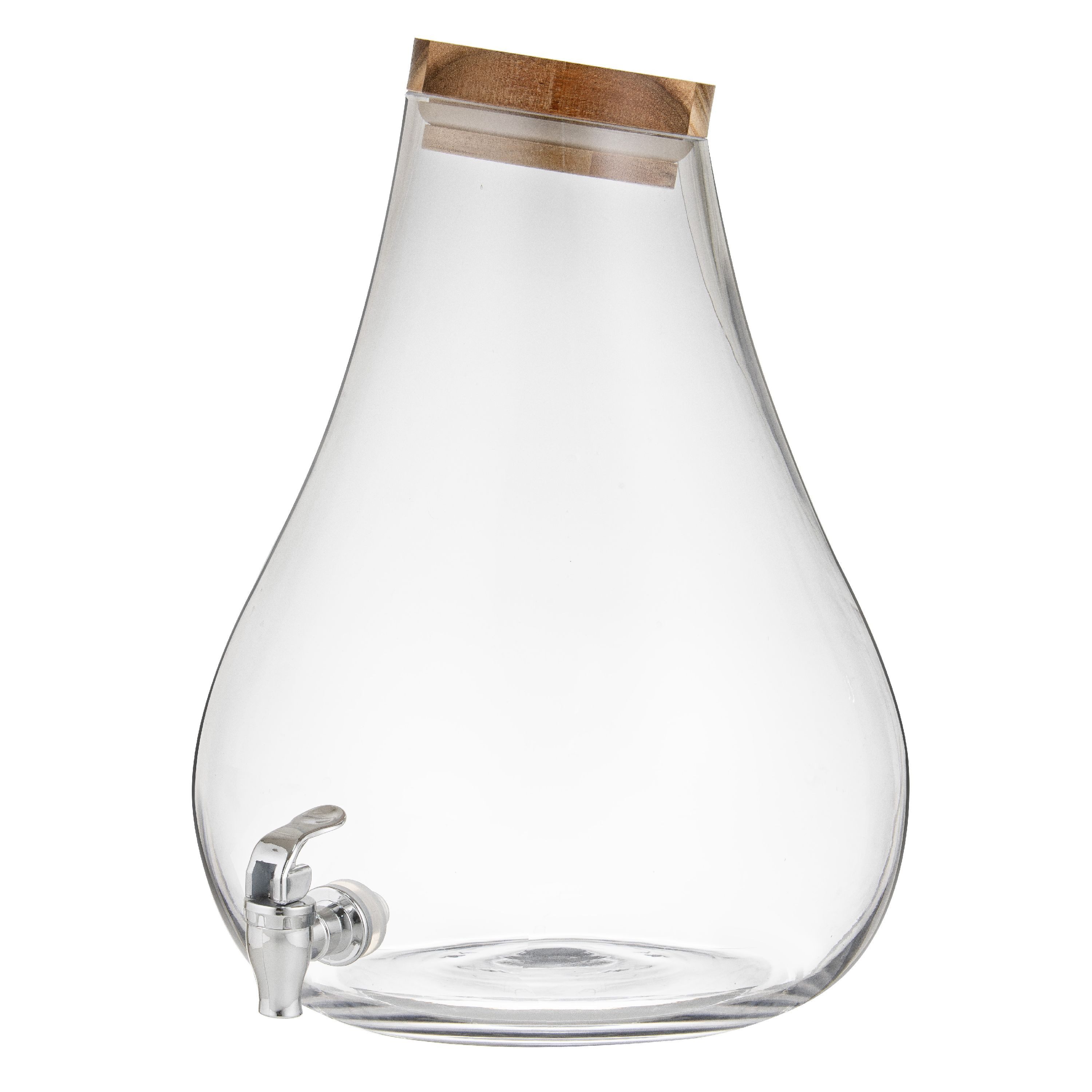 Ladelle Getränkespender, Modern Glas/Akazie/Silikon, 4l, 19,8x26cm