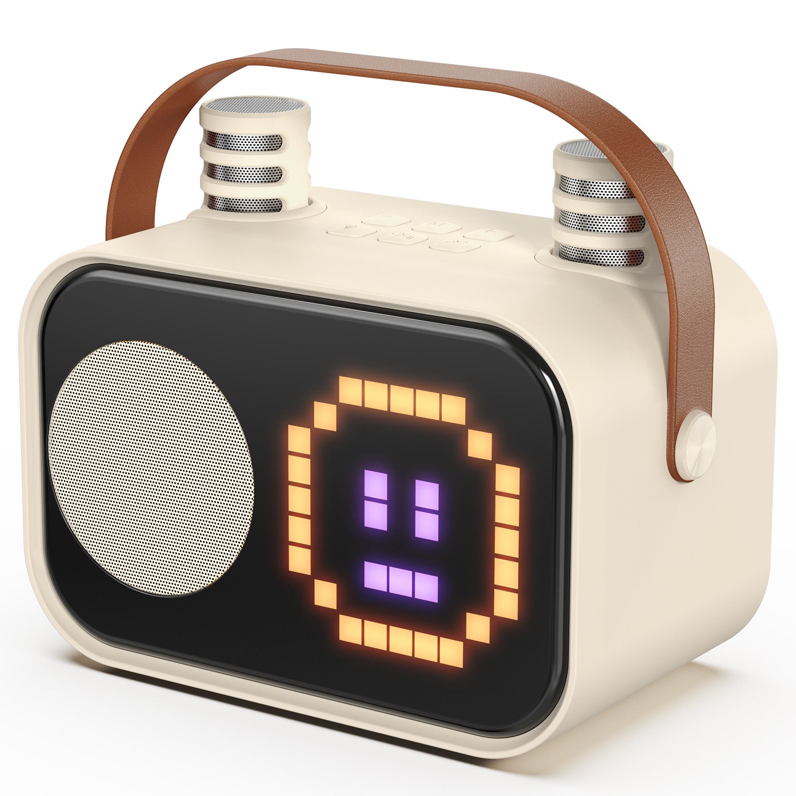 JYX Tragbare Musikmaschine mit 2 Karaoke Mikrofonen Karaoke-Maschine (Bluetooth, mit Bluetooth & LED-Lichtshow für Kinder & Erwachsene)