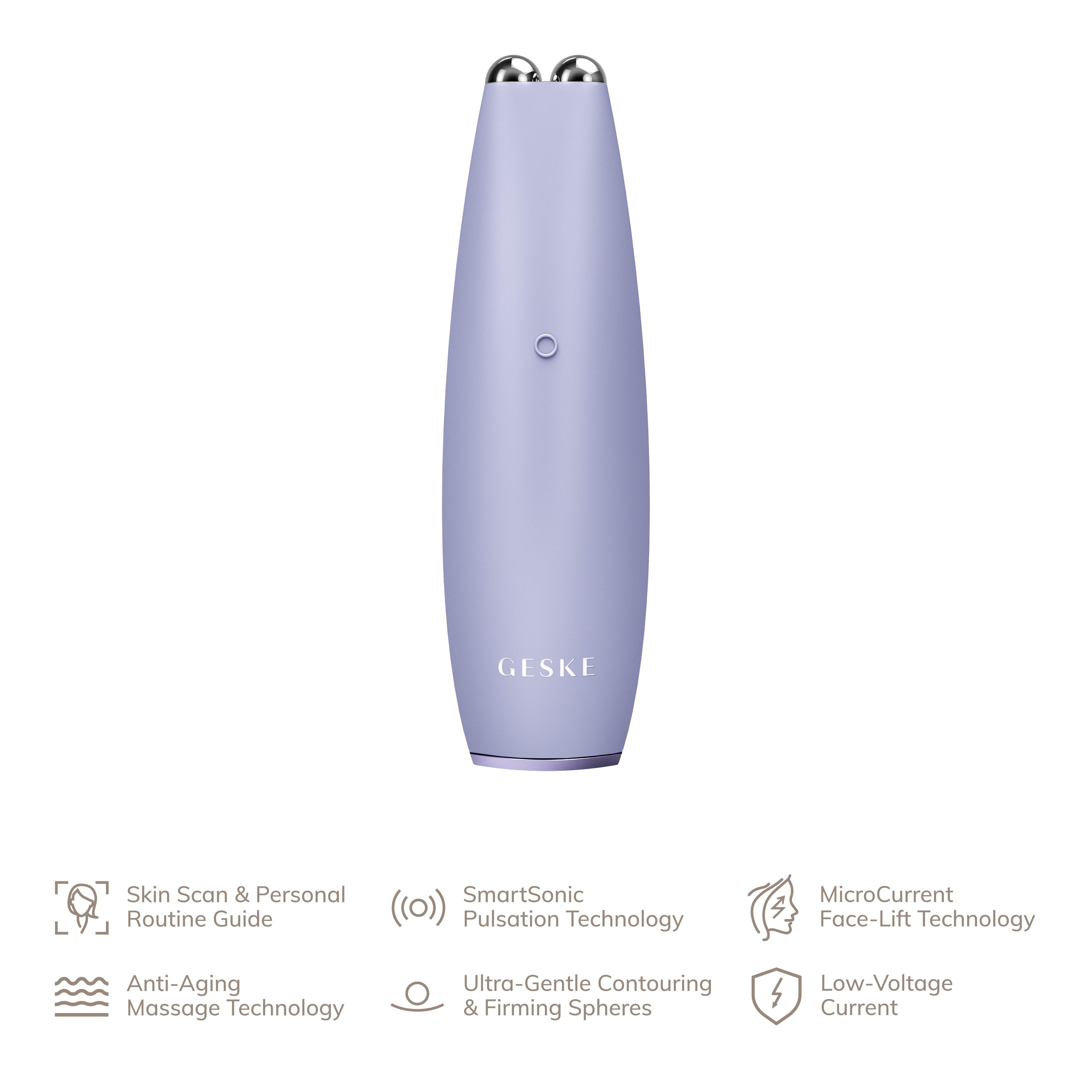 Purple MicroCurrent der Mit SmartAppGuided™ Pen APP Enhancer Gerät USB-Ladekabel), Device), 2-tlg., Beauty (Gerät Du GESKE inkl. Tech erhältst German kostenloser App personalisierte deine GESKE (SmartAppGuided 1, 6 & Hautpflegeroutine. in Packung Face-Lift