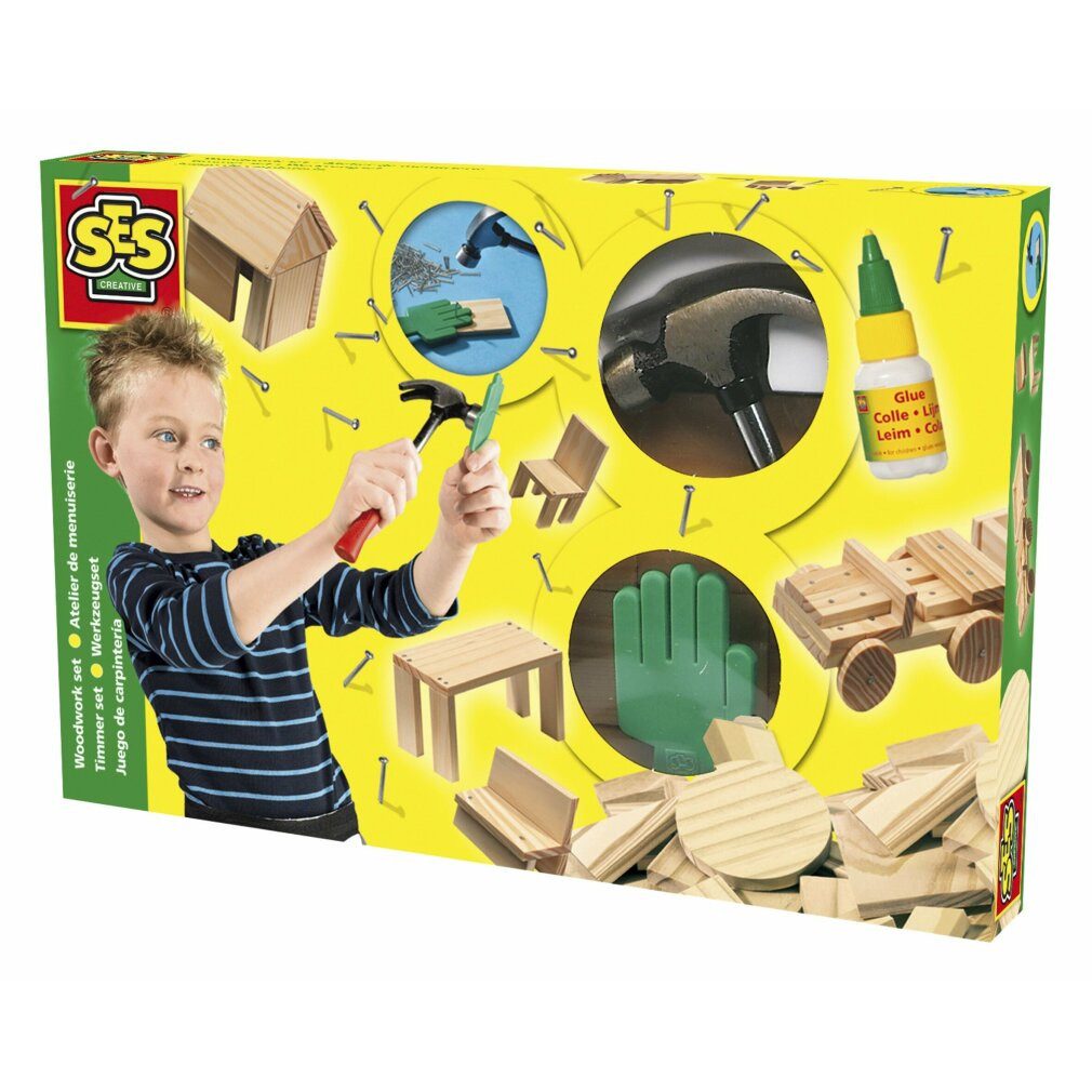 SES Holzbaukasten,Holz,Leim,Nägel, Konstruktions-Spielset, (Packung)