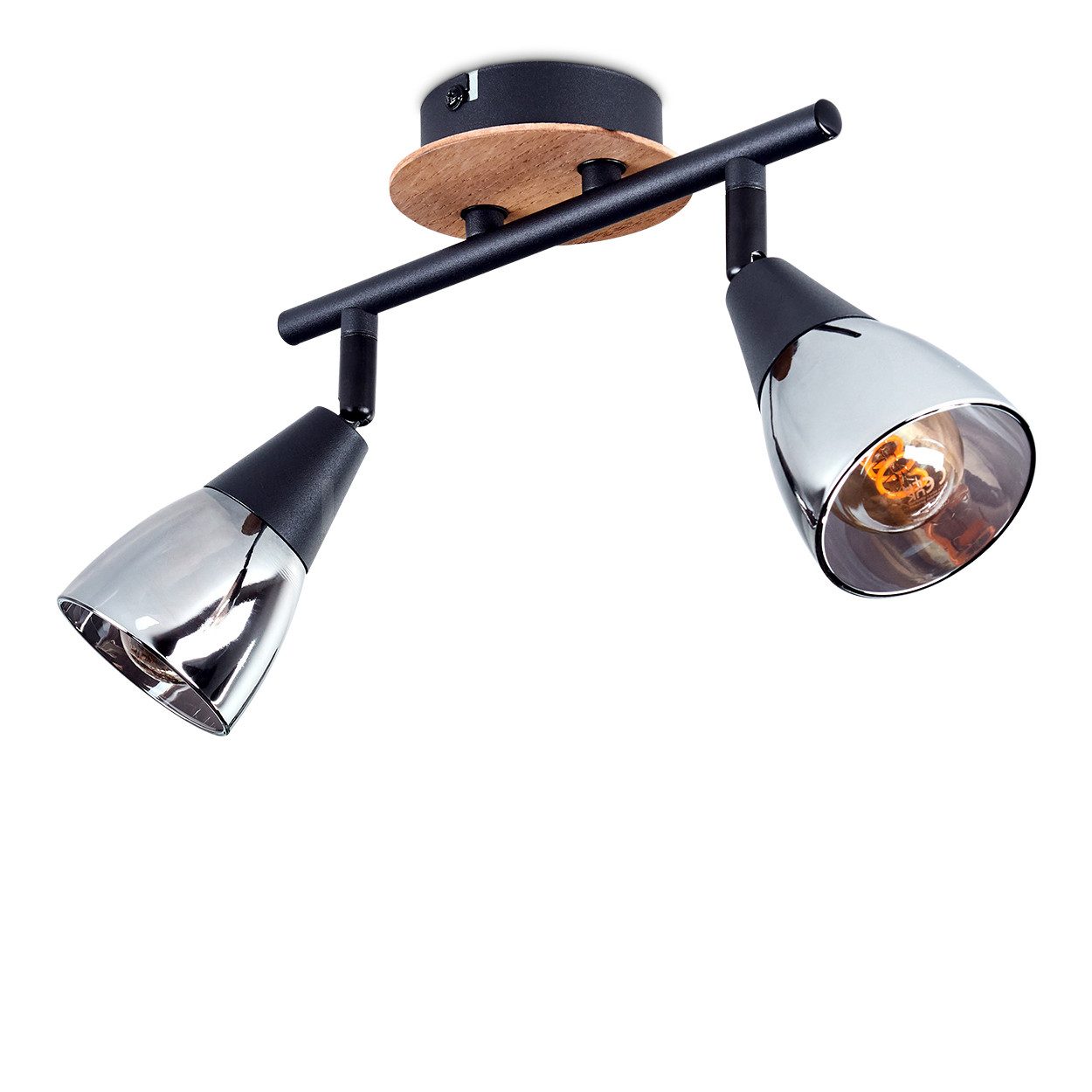 hofstein Deckenleuchte moderne Deckenlampe aus Metall/Holz/Glas in Schwarz/ günstig online kaufen