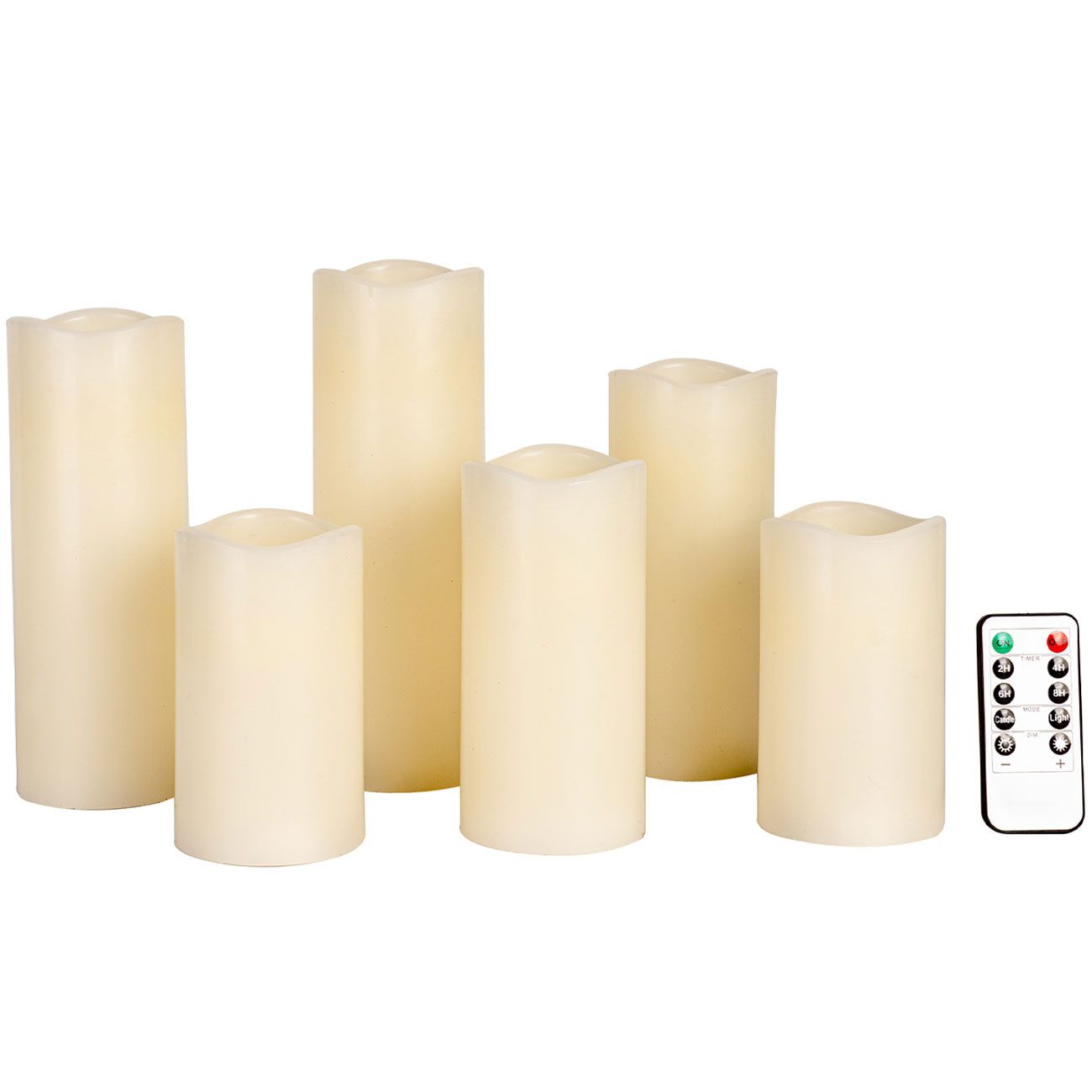 Casativo LED-Kerze ED-Echtwachskerzen flackernd dimmbare Batterie-Kerzen mit Timer (6-tlg), LED-Licht im Echtwachs-Mantel & Timerfunktion (2/4/6/8 Std)