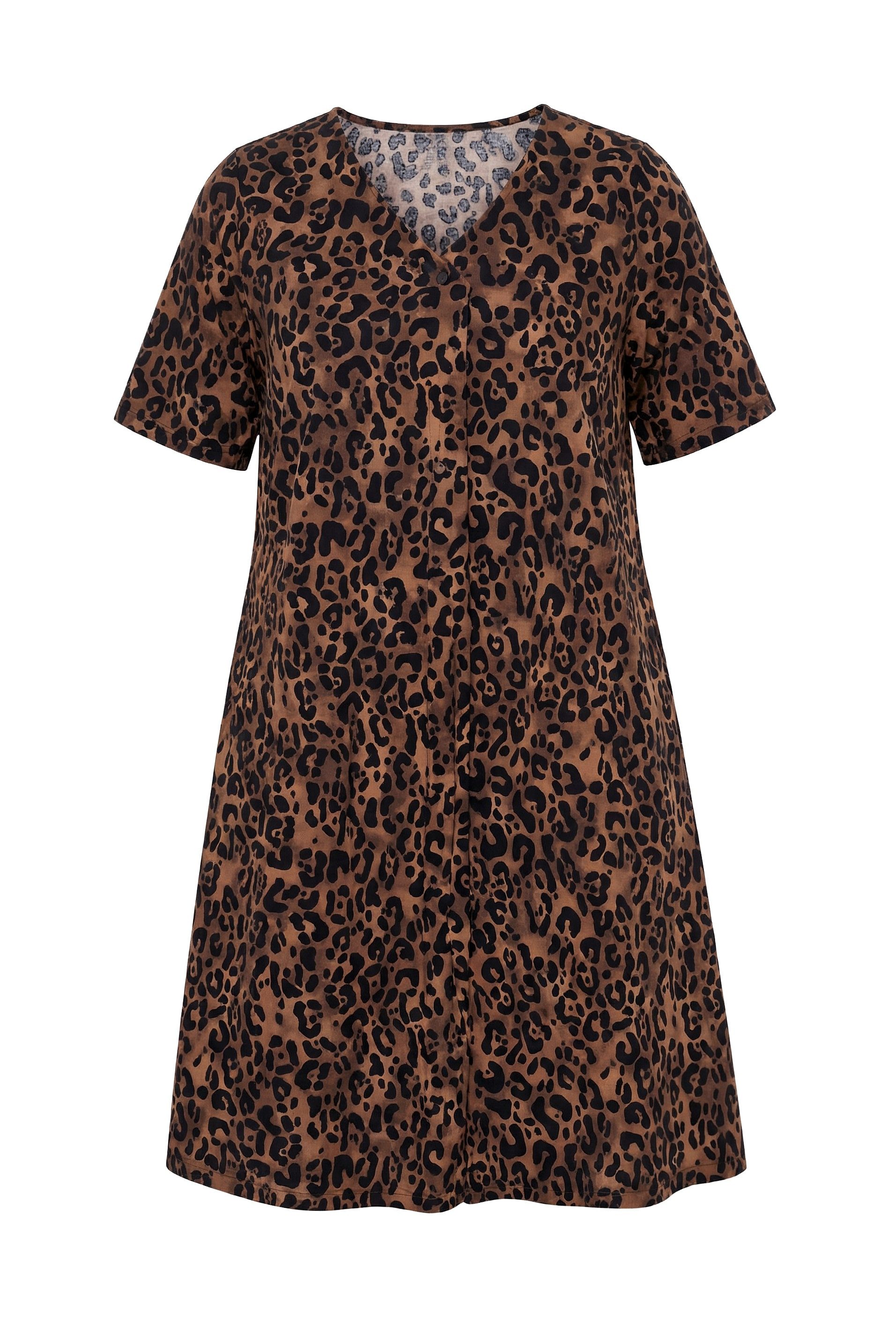 Ulla Popken Jerseykleid Midikleid A-Linie V-Ausschnitt Halbarm Taschen – Bild 2 von 4