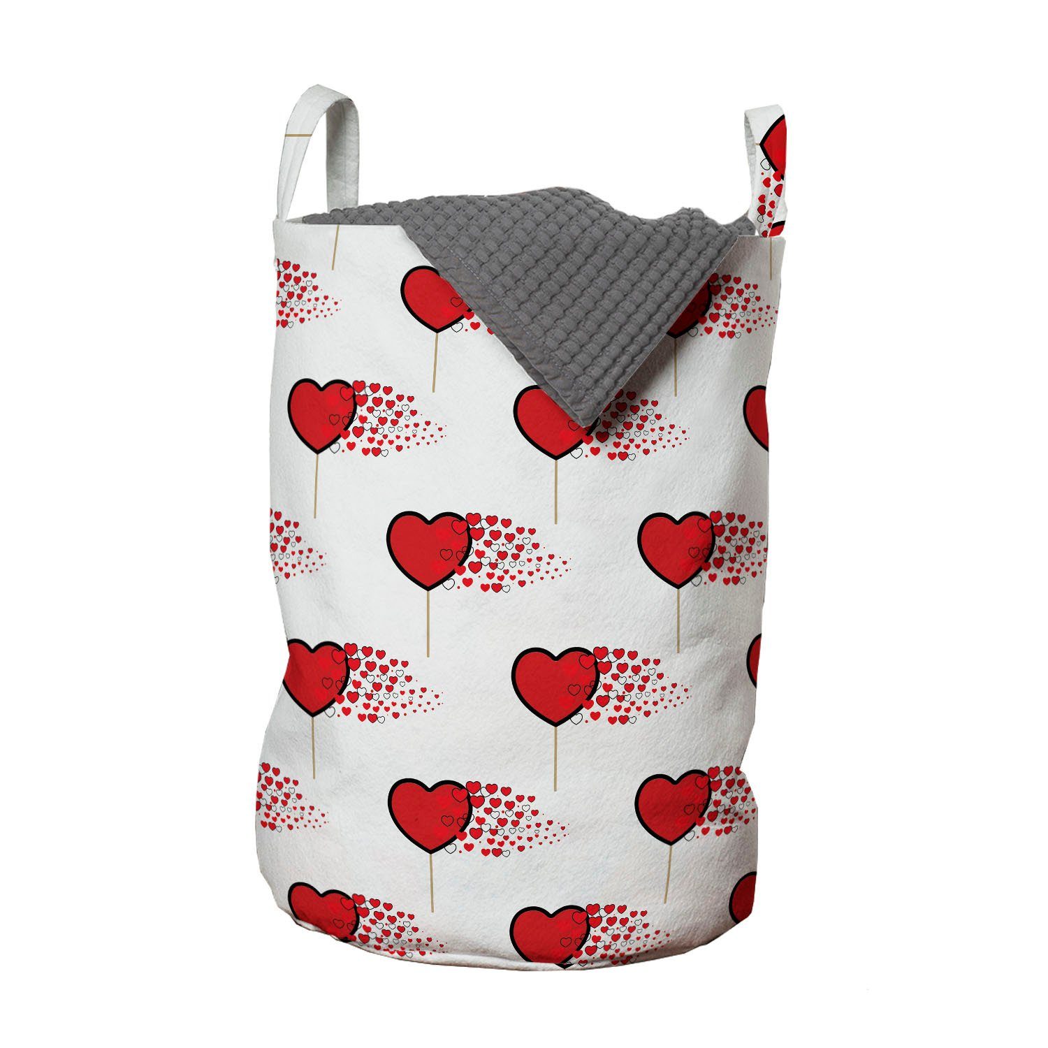 Abakuhaus Wäschesäckchen Wäschekorb mit Griffen Kordelzugverschluss für Waschsalons, Valentinstag Herz-Lollipops