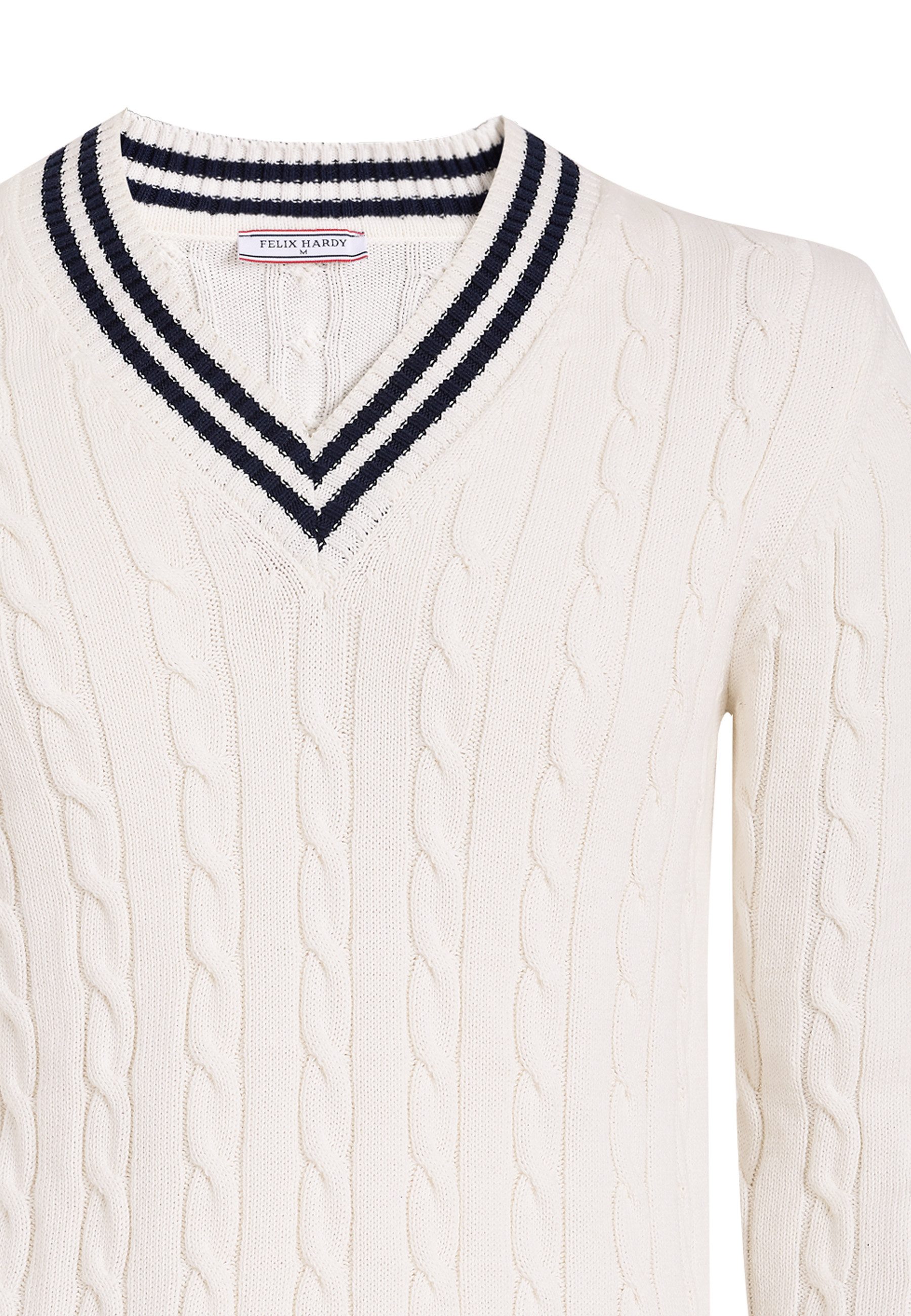 Felix Hardy V-Ausschnitt-Pullover Basic-Pullover mit V-Ausschnitt und Zopfm günstig online kaufen