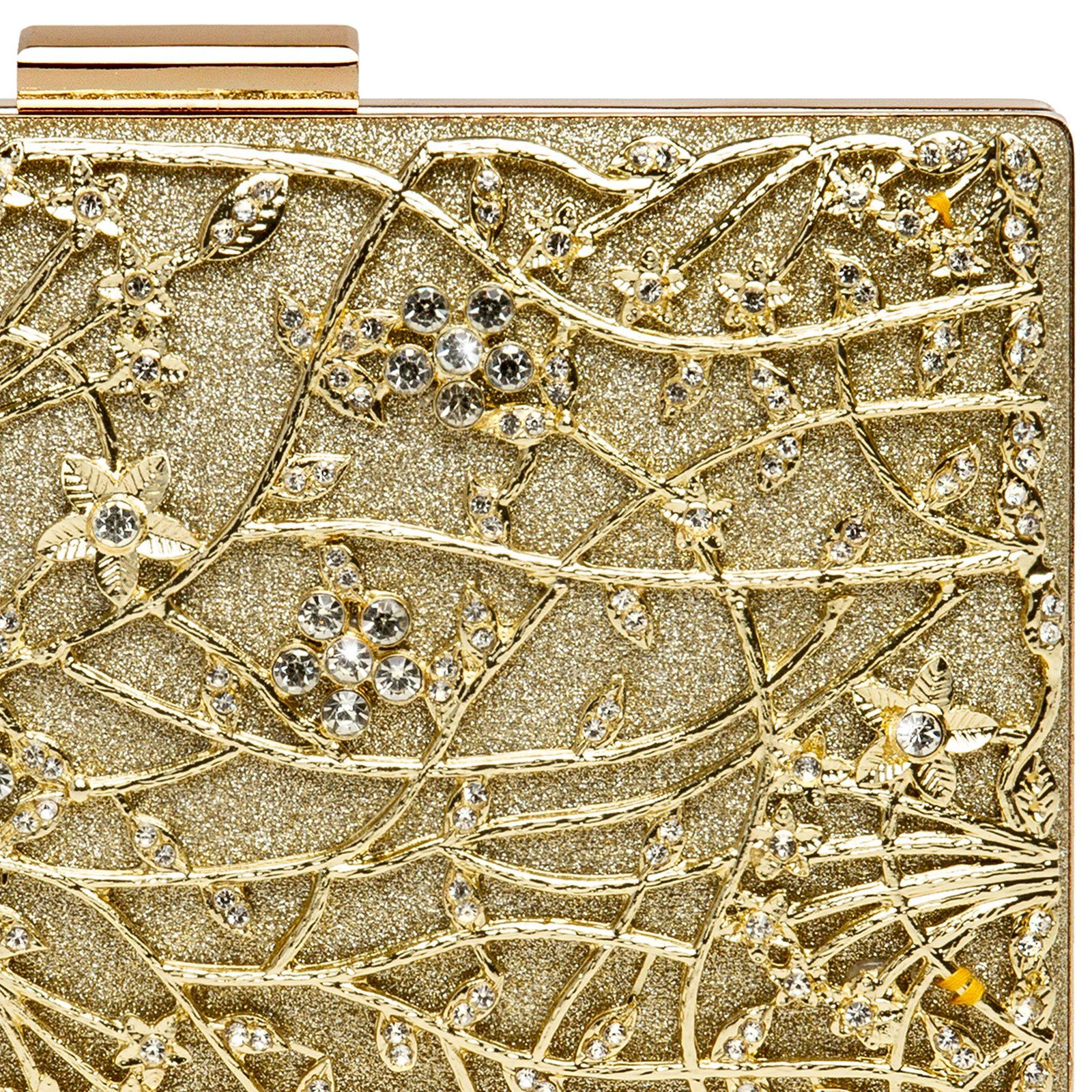 Caspar Clutch TA528 außergewöhnliche elegante Damen Box Clutch mit floralem Metalldekor