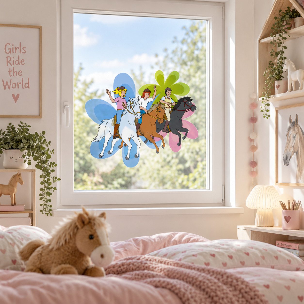Bibi & Tina Wandtattoo Bibi & Tina Wandsticker Pferd Wandbild selbstklebend, selbstklebendes Kinderzimmer Wandtattoo Pferde, entfernbar