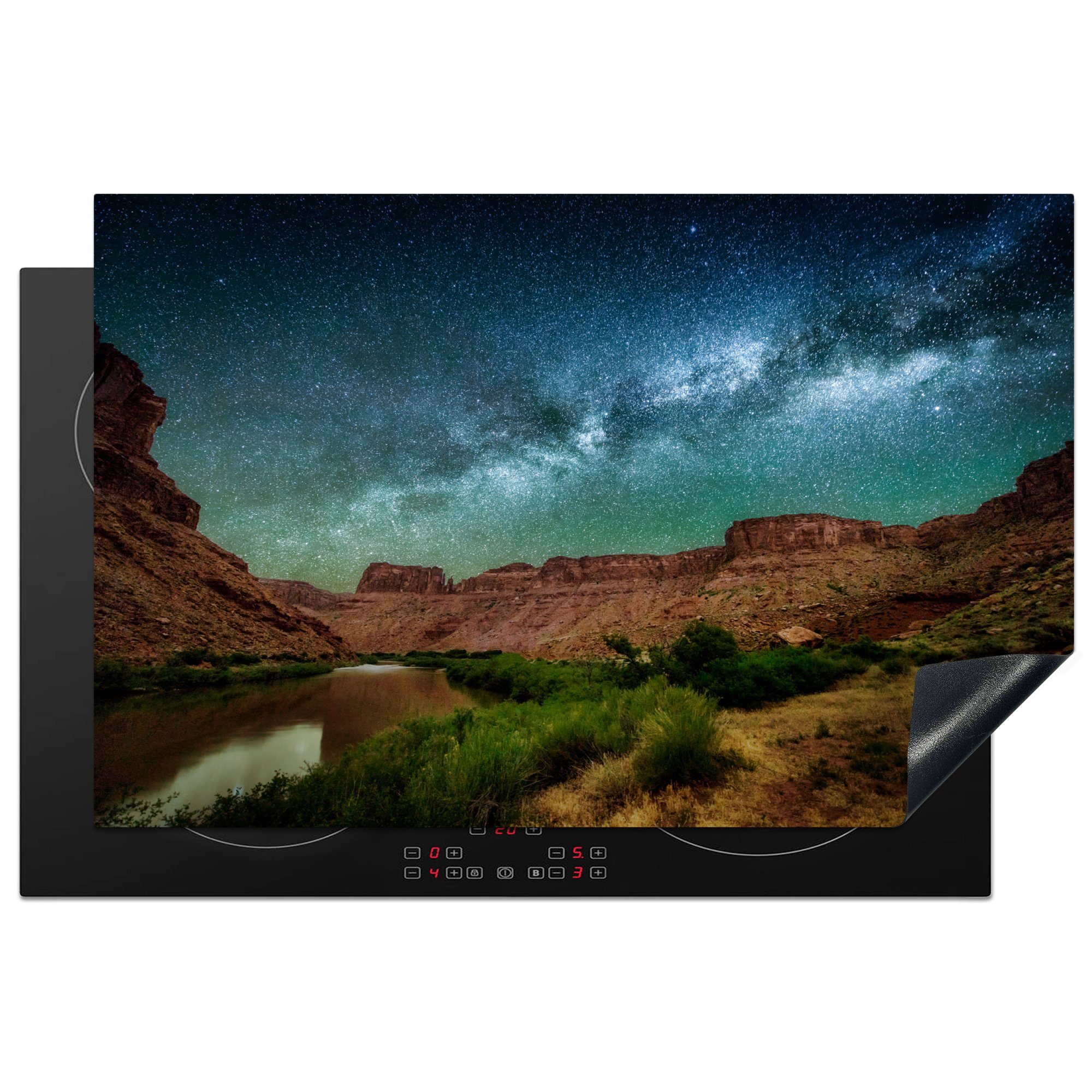MuchoWow Herdblende-/Abdeckplatte Beeindruckender Sternenhimmel über dem Colorado River in den USA, Vinyl, (1 tlg), 81x52 cm, Induktionskochfeld Schutz für die küche, Ceranfeldabdeckung