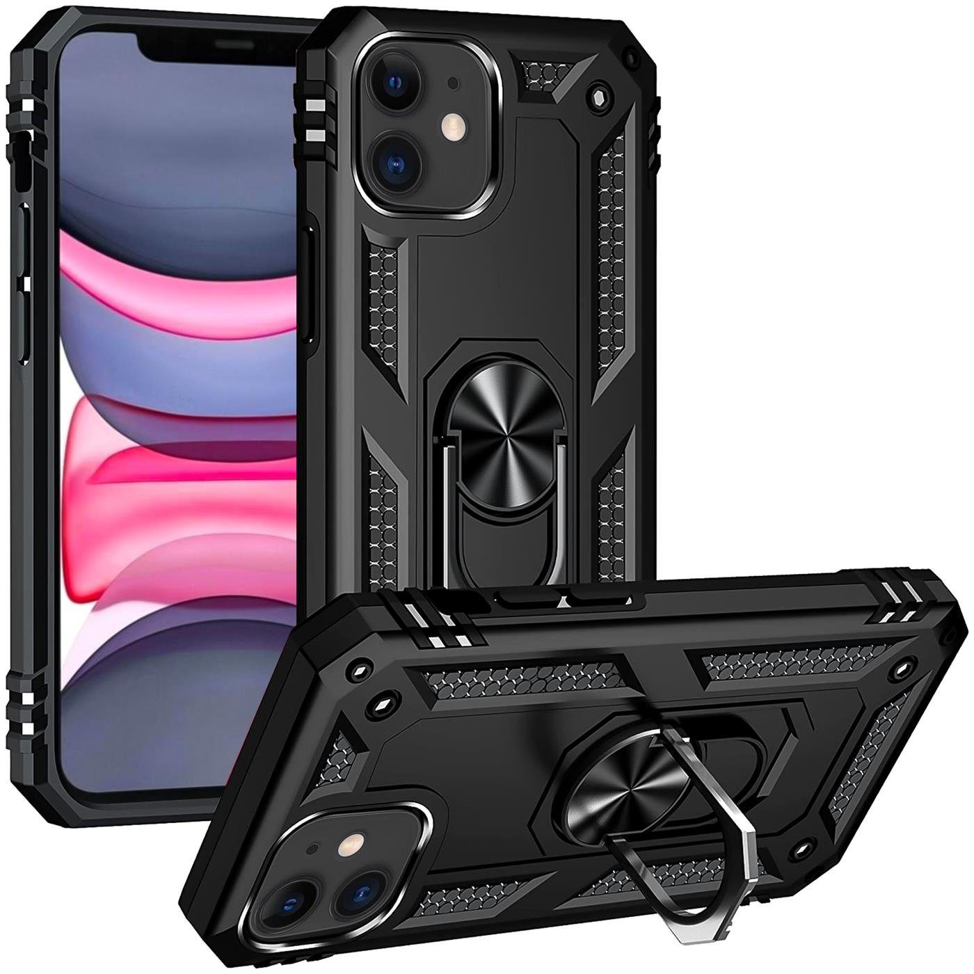 CoolGadget Handyhülle Armor Shield Case für Apple iPhone 11 6,1 Zoll, Outdoor Cover mit Magnet Ringhalterung Handy Hülle für iPhone 11