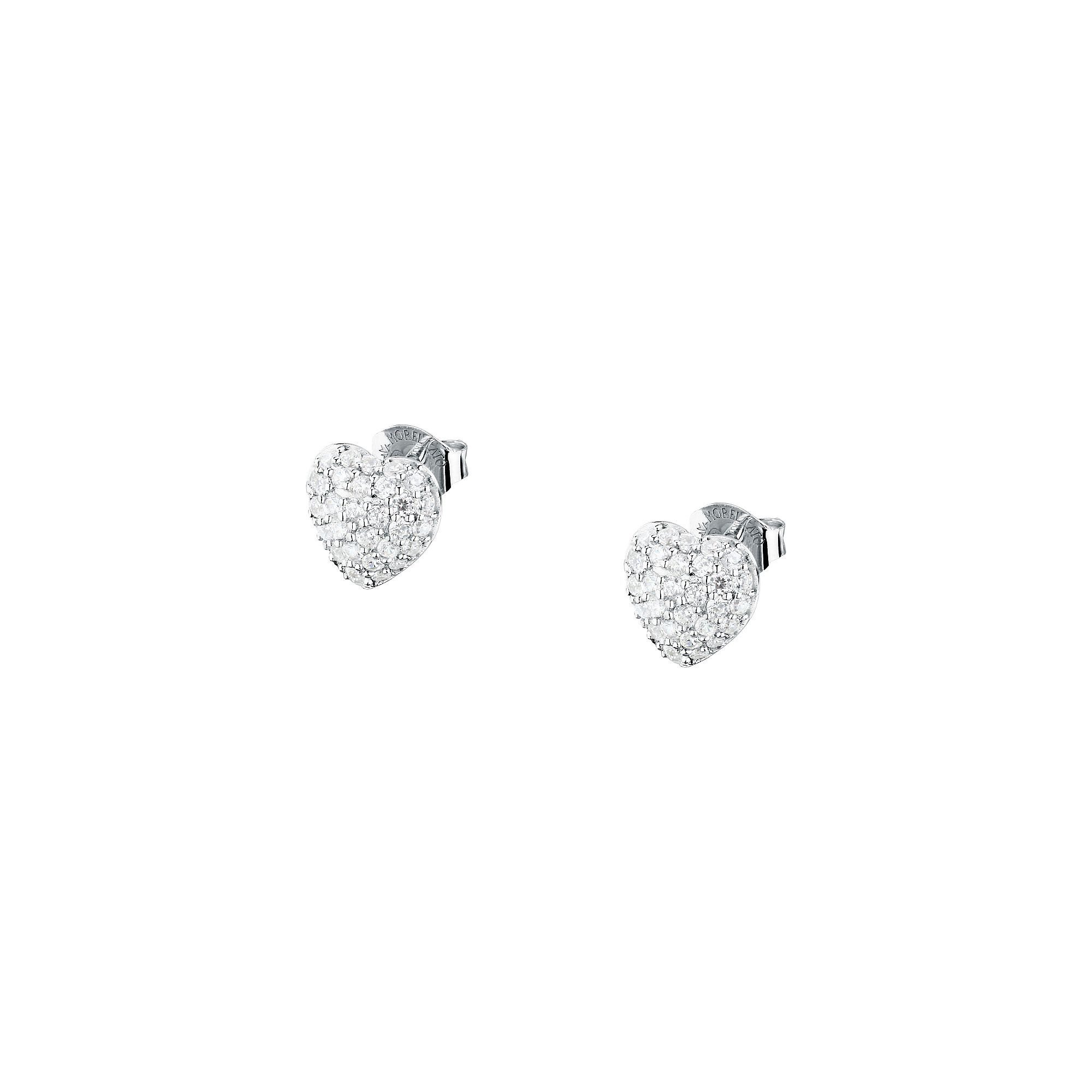MORELLATO Paar Ohrstecker Nobile SAZK04 Herz 925 Silber Zirkonia Weiß 8 mm