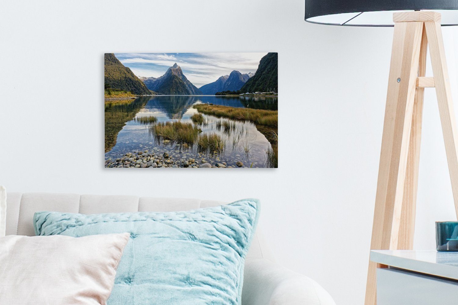 der Wandbild Leinwandbilder, auf cm des Aufhängefertig, (1 Leinwandbild Wanddeko, St), Südinsel, OneMillionCanvasses® Landschaft Fiordland-Nationalparks 30x20