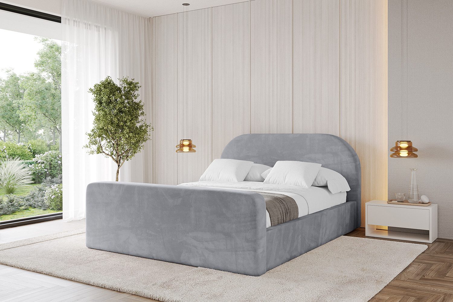 ALTDECOR Polsterbett TIVON-Z (Polsterbett mit Bettkasten und Lattenrost, Boxbett ohne Matratze), Doppelbett mit Stauraum, Bett mit Kopfteil