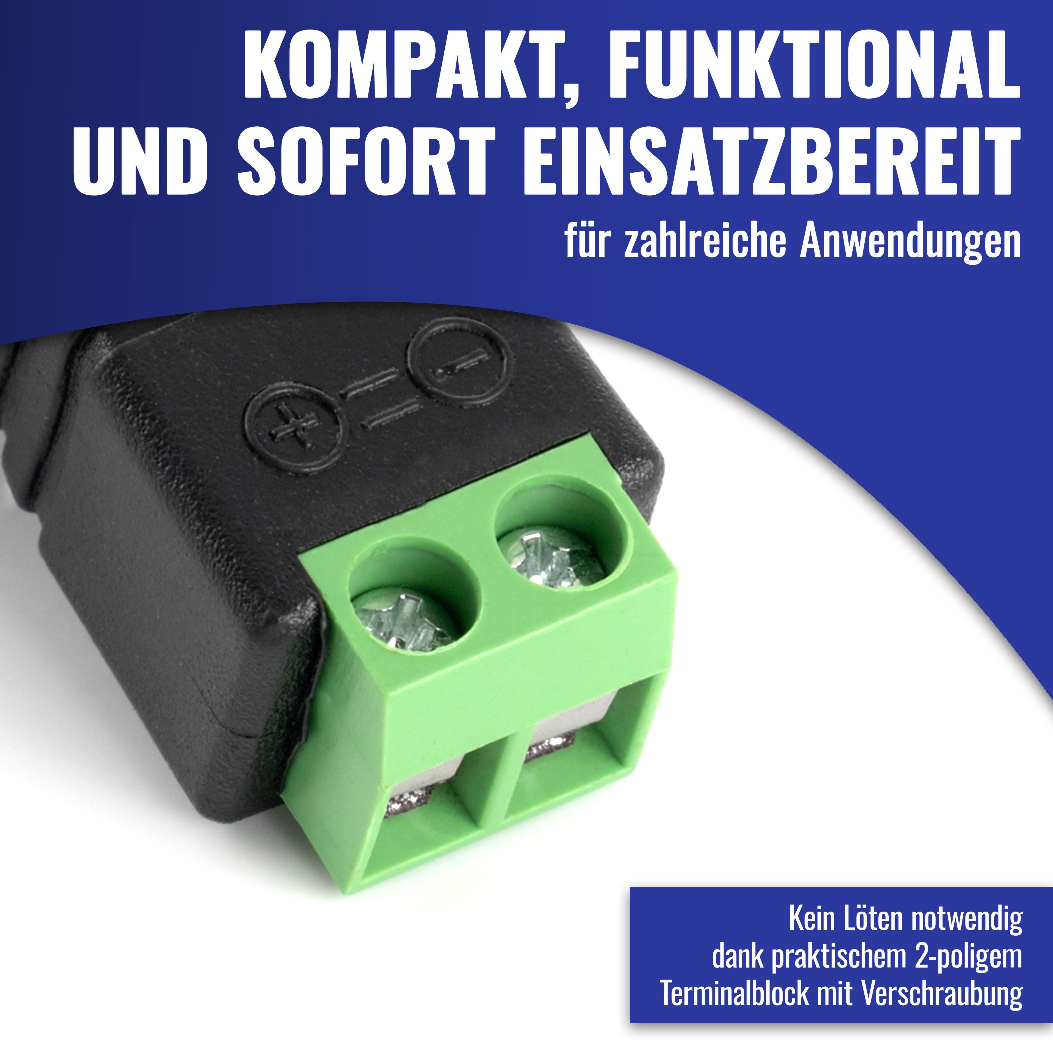 Poppstar Audio Klinkenstecker 2 Stück Audio-Adapter 6,35-mm-Klinke zu 2-pin Terminal Block, (Adapter 6,35mm Klinke Stereo männlich auf 2-pin Terminal Block) – Bild 4 von 5