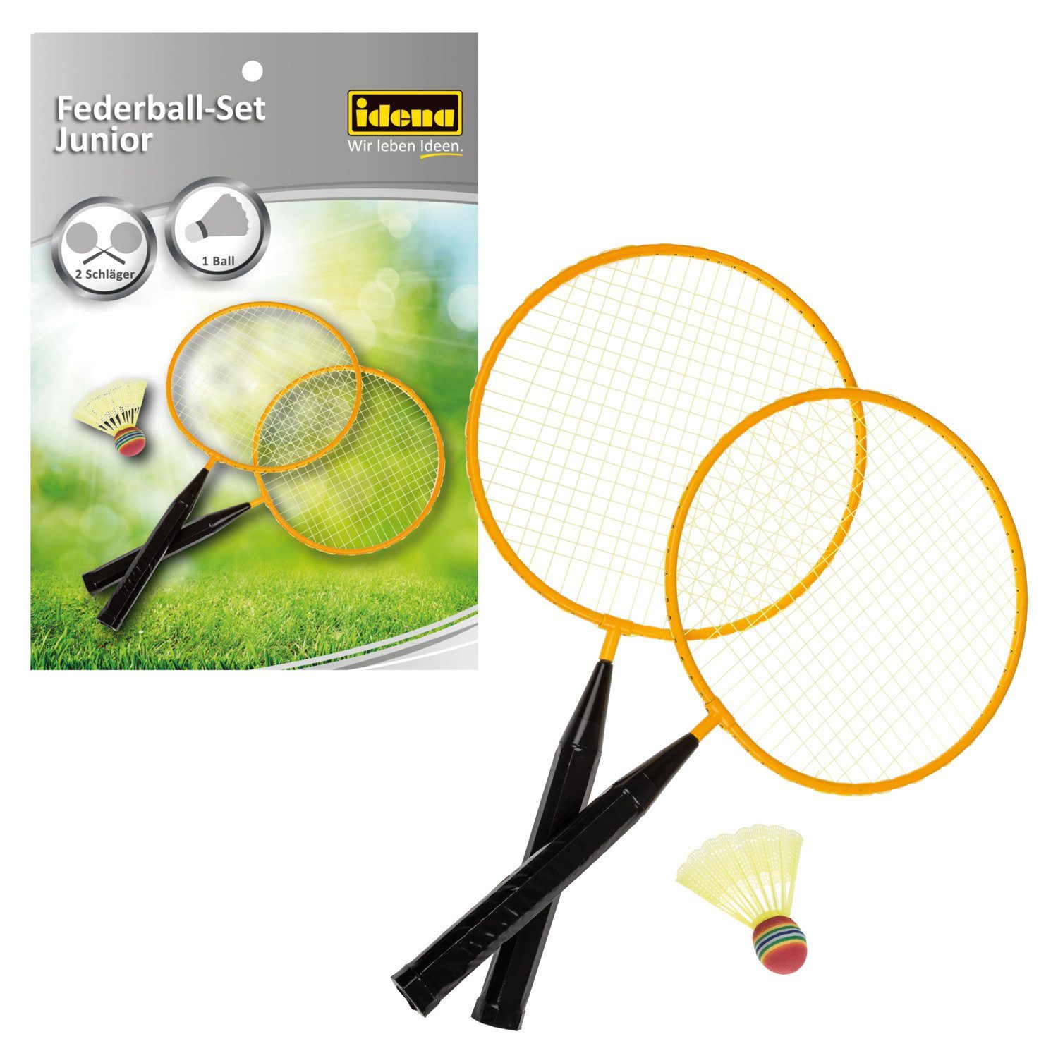 Badmintonschläger Idena 7408408 - Badminton Set Junior mit 2 Schlägern und einem Ball