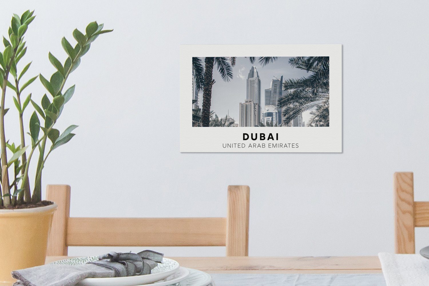 Wanddeko, Leinwandbilder, (1 Dubai OneMillionCanvasses® St), Architektur Leinwandbild Aufhängefertig, 30x20 Palmen, - cm Wandbild -