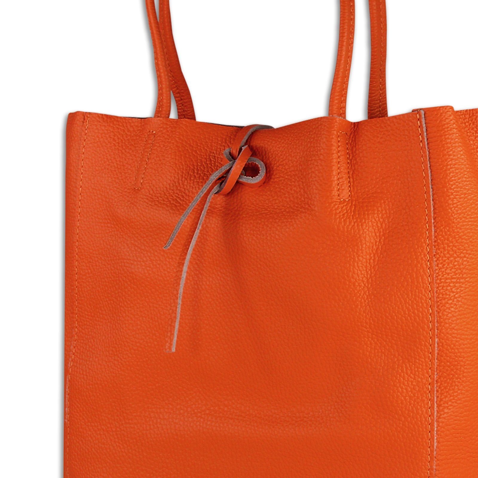 Toscanto Schultertasche Toscanto Damen Shopper Schultertasche (Schultertasche), Damen Leder Shopper, Schultertasche, orange ca. 30cm