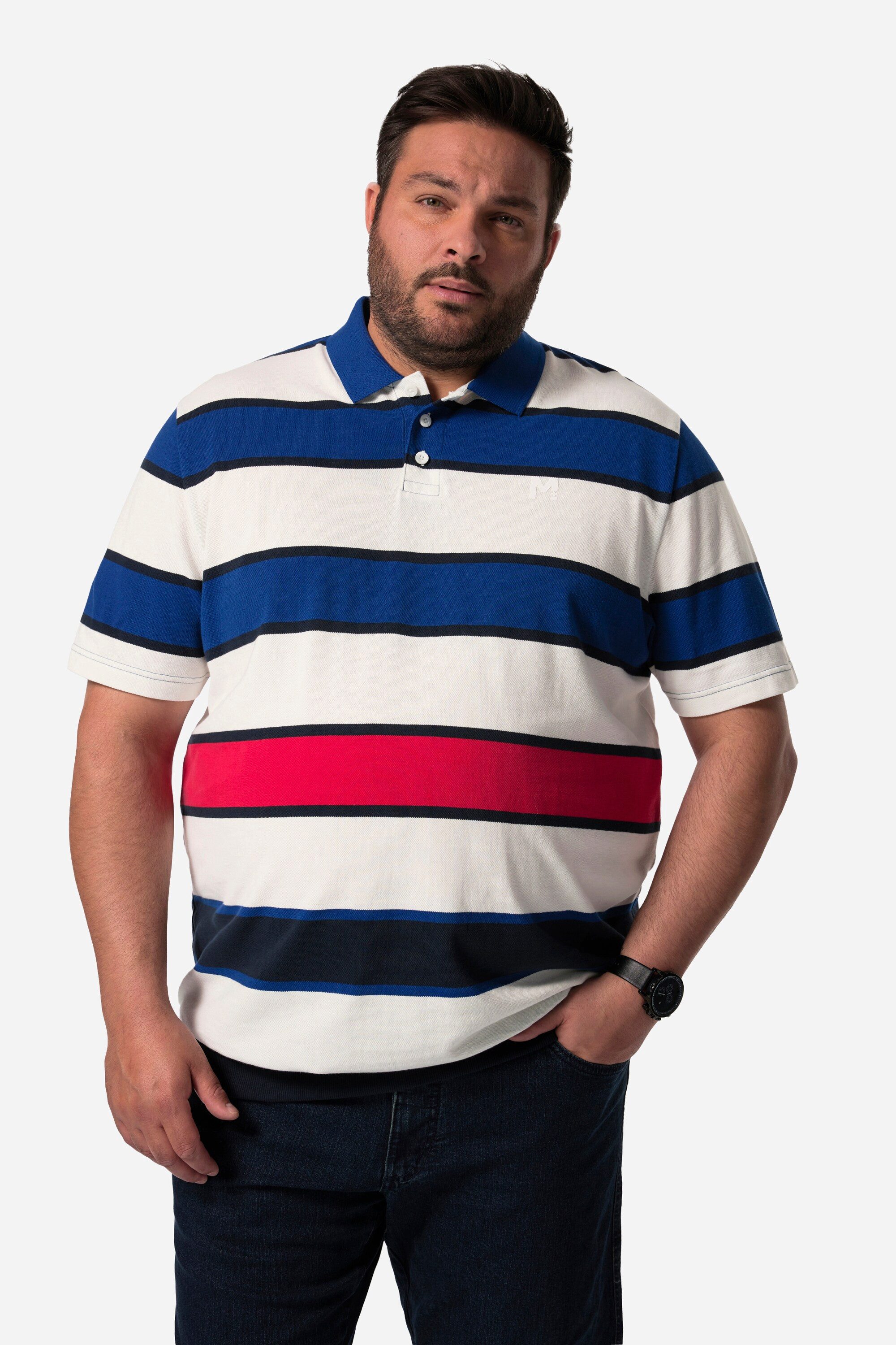 Poloshirt Men+ Poloshirt Halbarm Ringel Piqué Bauchfit