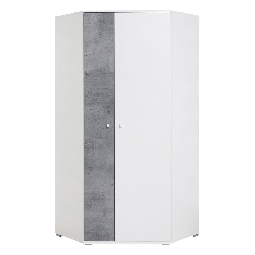 Lomadox Kleiderschrank SEATTLE-133 Eckkleiderschrank, 90x90cm, in Beton/wei günstig online kaufen