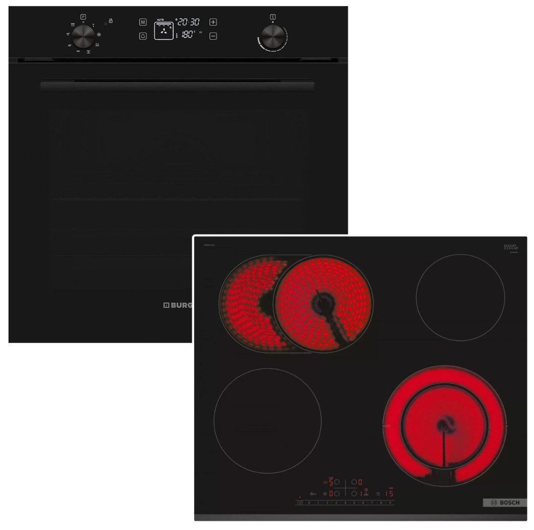 VESTEL Backofen-Set 78L Pyrolyse Backofen + Bosch Elektrokochfeld PowerBoost Bräterzone, Pyrolyse-Selbstreinigung