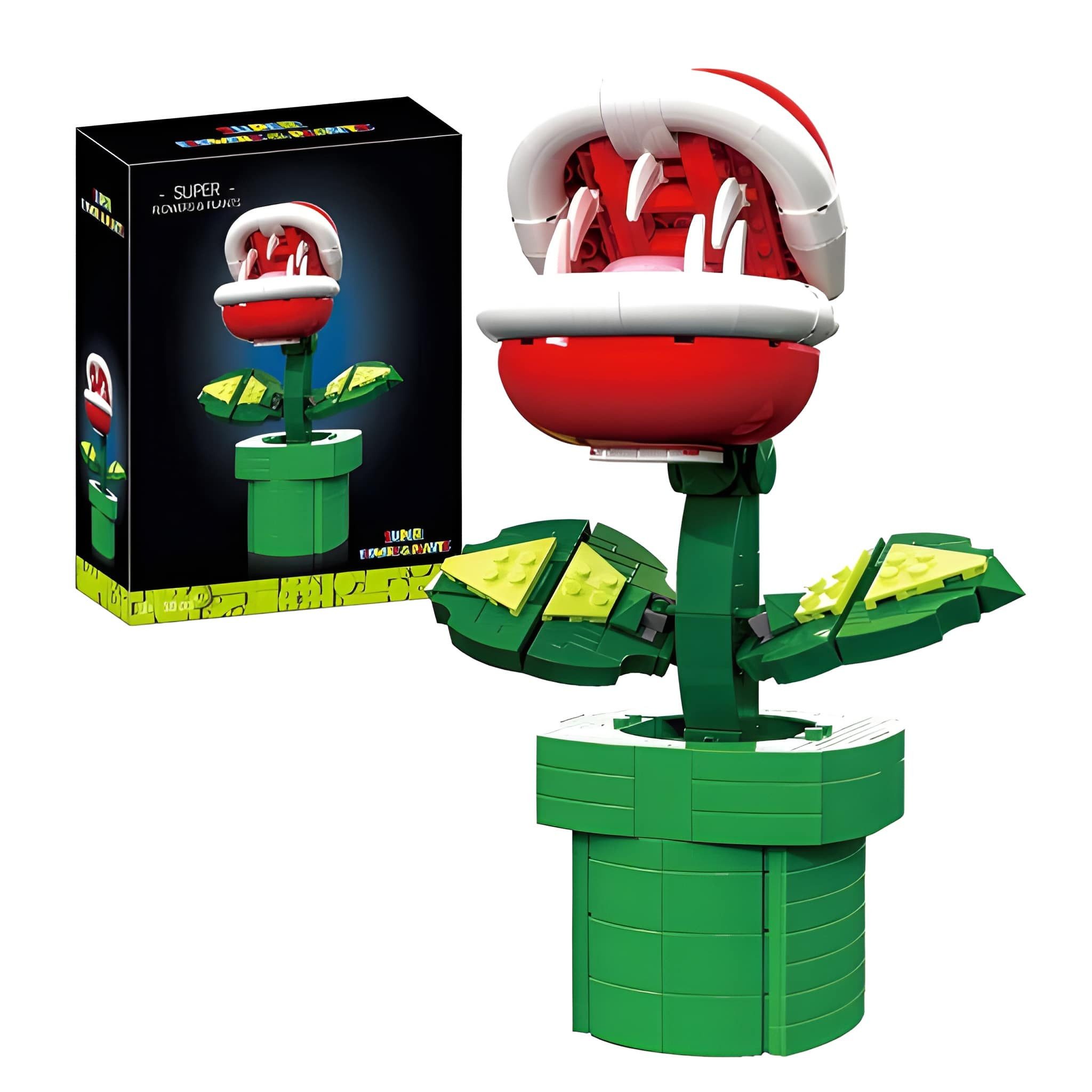 Athlix Klemmbausteine Mario Bausteine Piranha-Pflanze, Flamme, Stern Spielbausteine, 538 Teile, ikonisches Game Design, fördert Kreativität