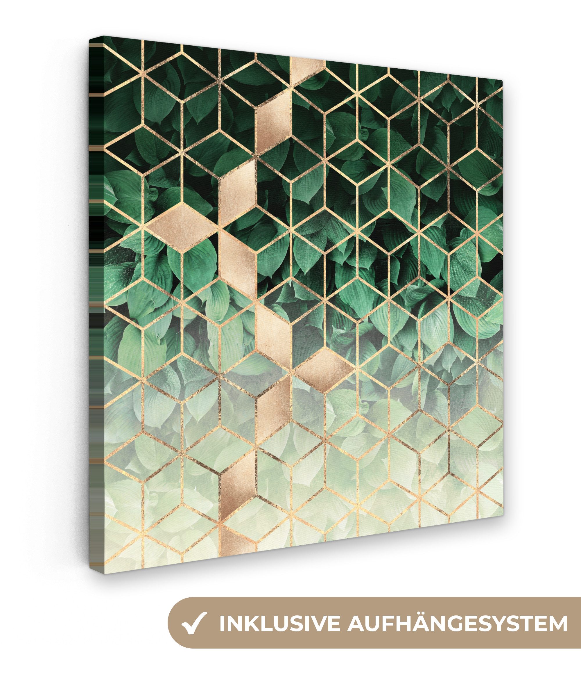 OneMillionCanvasses® Leinwandbild Blätter - Gold - günstig online kaufen