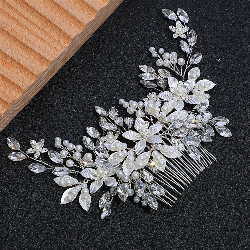 Rouemi Diadem Braut-Haar-Accessoires, Elegante florale Strass-Haar-Accessoires