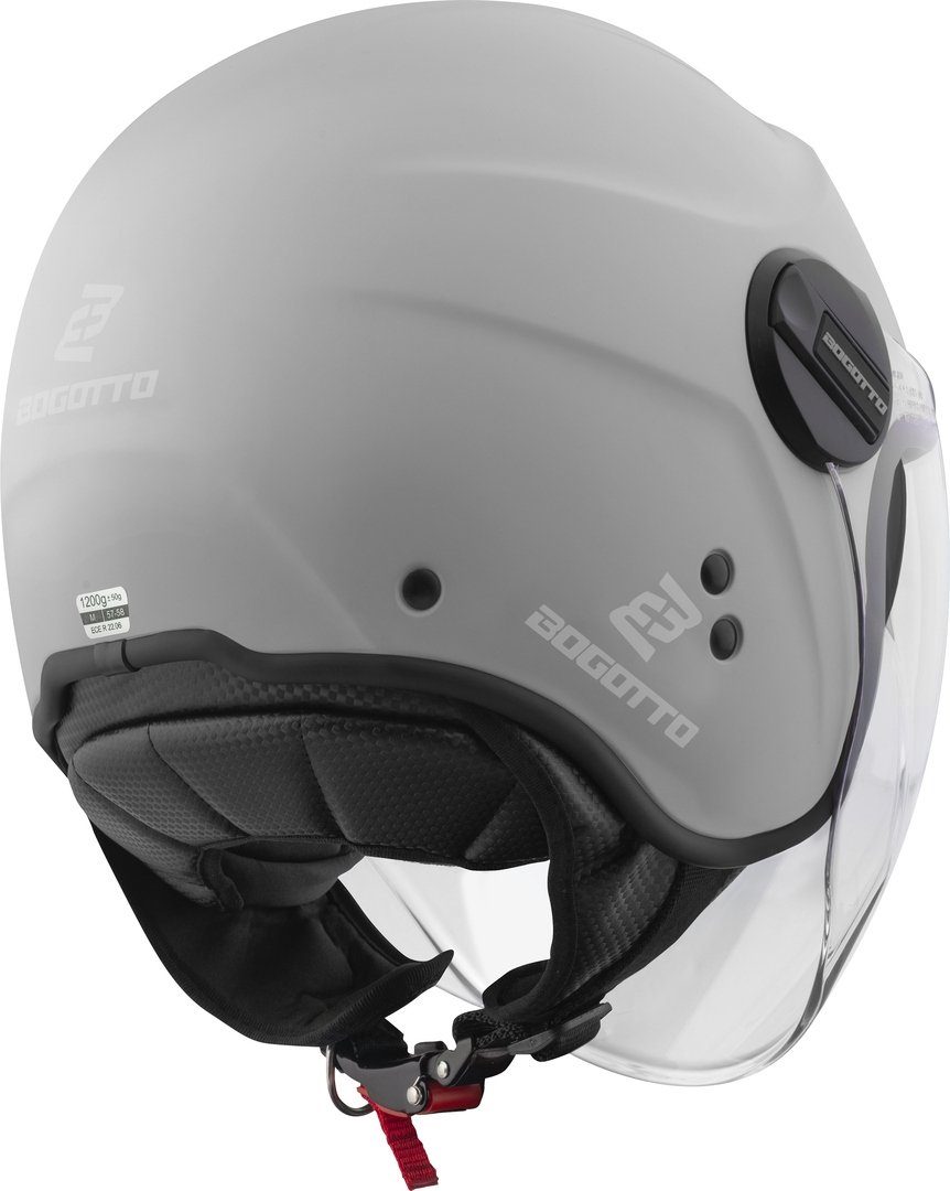 Bogotto Motorradhelm H595-1 SPN Jethelm, herausnehmbares Innenfutter,integriertes Sonnenvisier