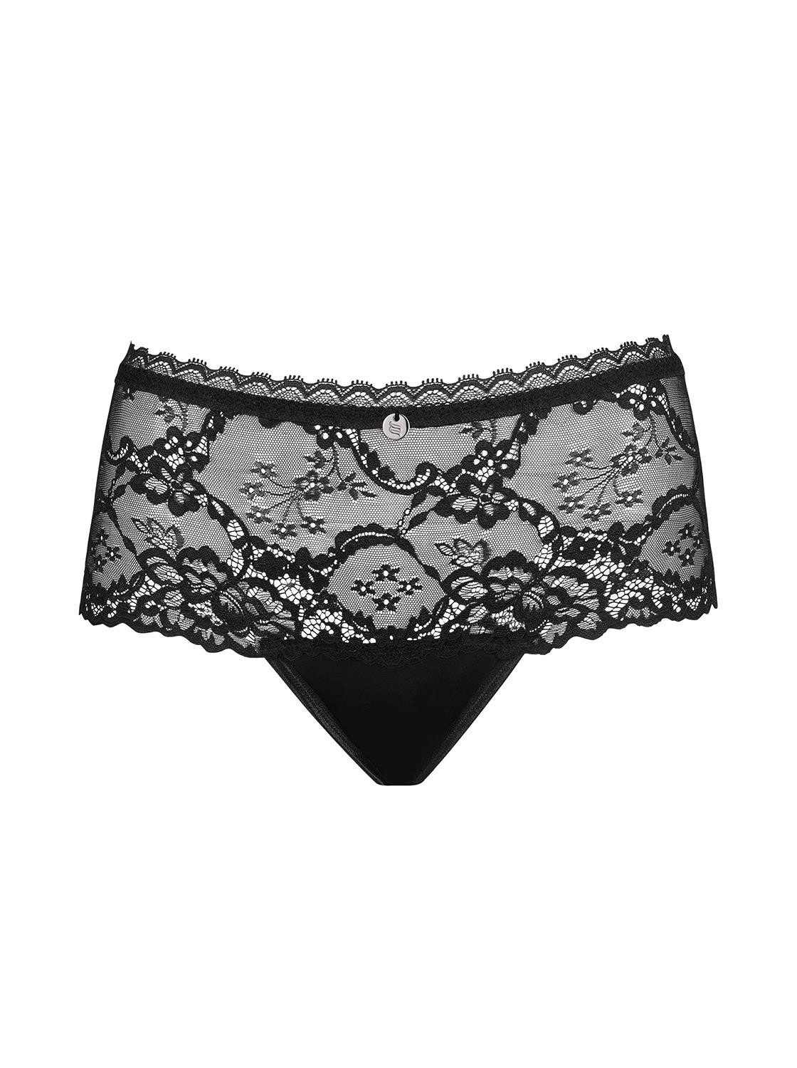 String Frauen Dessous Shorties Slip erotisch transparent in schwarz High Wais