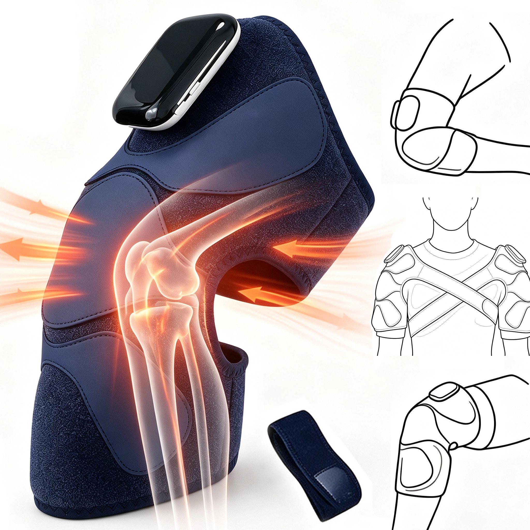 OYLCDI Massagegerät 3-in-1 Wärme Kniemassagegerät mit 5 Heizstufen & 3 Vibrationsmodi, Knie-Massagegerät,Schulter-Massagegerät,Arm-Massagegerät, Wiederaufladbar, 4500 mAh, 20-Minuten-Timer, nackenmassagegerat,Kniemassagegerät für Schulter Ellenbogen Knie