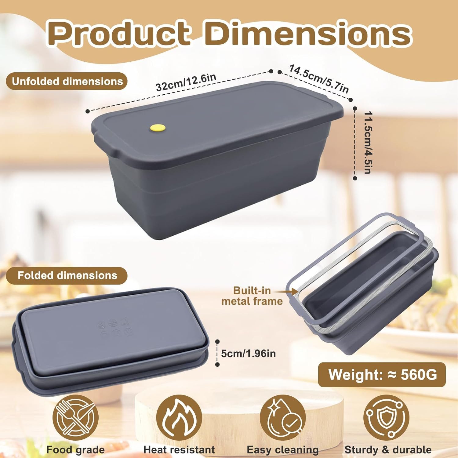 FELIXLEO Brotbackform Klappbare Brotbackform mit Deckel Silikon Antihaft 32x14,5x11,5cm, (1-tlg)