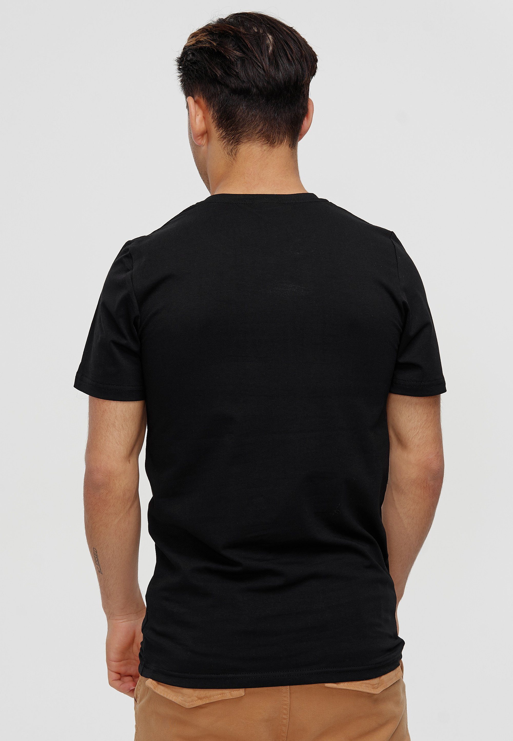 1-tlg., Polo Casual Schwarz TS-3647C modischem Design) T-Shirt Fitness im Tee, Freizeit OneRedox (Shirt Kurzarmshirt
