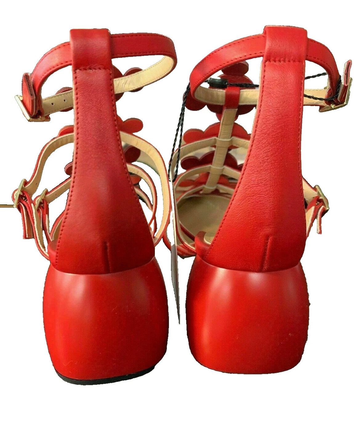 Anya Hindmarch Pointy 55 Pump Sandalen Sling Back Apex – Rot, Leder, Made in Italy Pumps Dreifache Riemchen mit verstellbaren Dornschließen