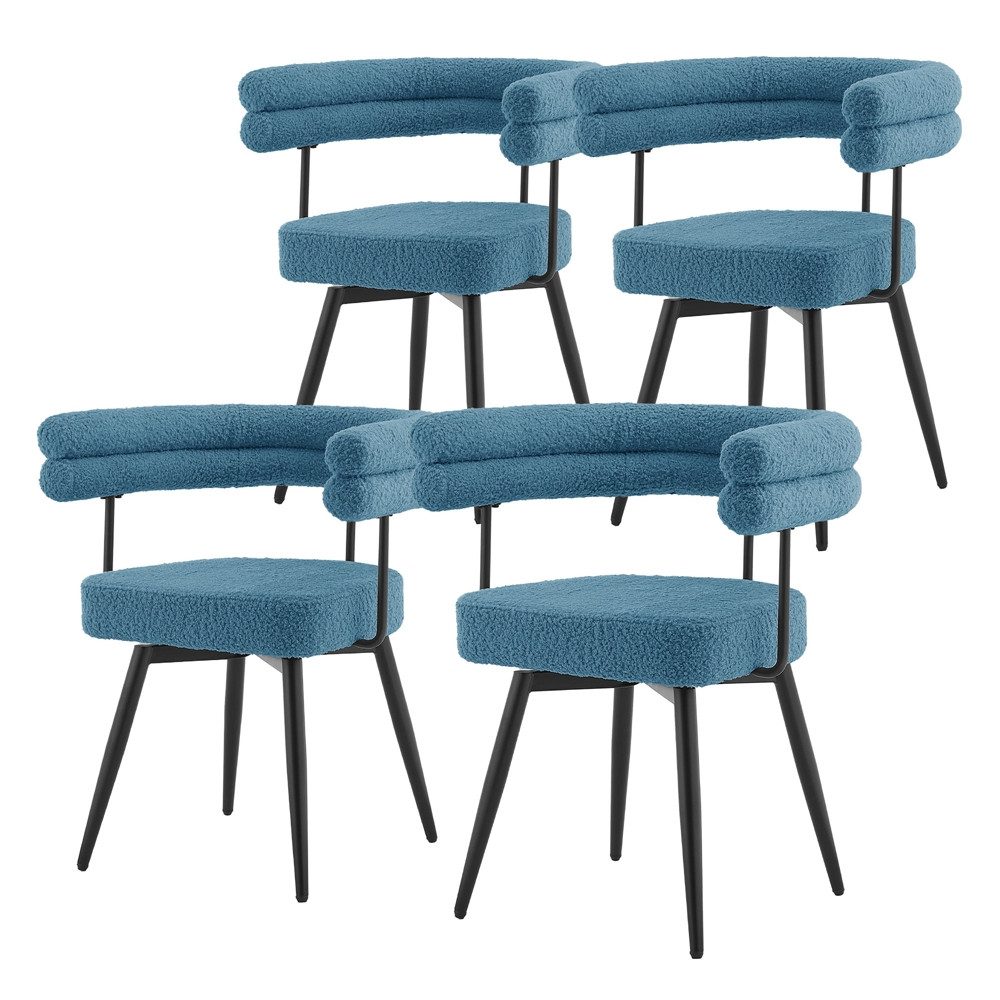 ML-DESIGN Polsterstuhl Esszimmerstuhl mit Rücken- und Armlehnen, Drehstuhl Küchenstuhl Stuhl (4 St), Esstischstühle 4er Set Teddy-Stoff Bezug Wohnzimmerstuhl 360° drehbar
