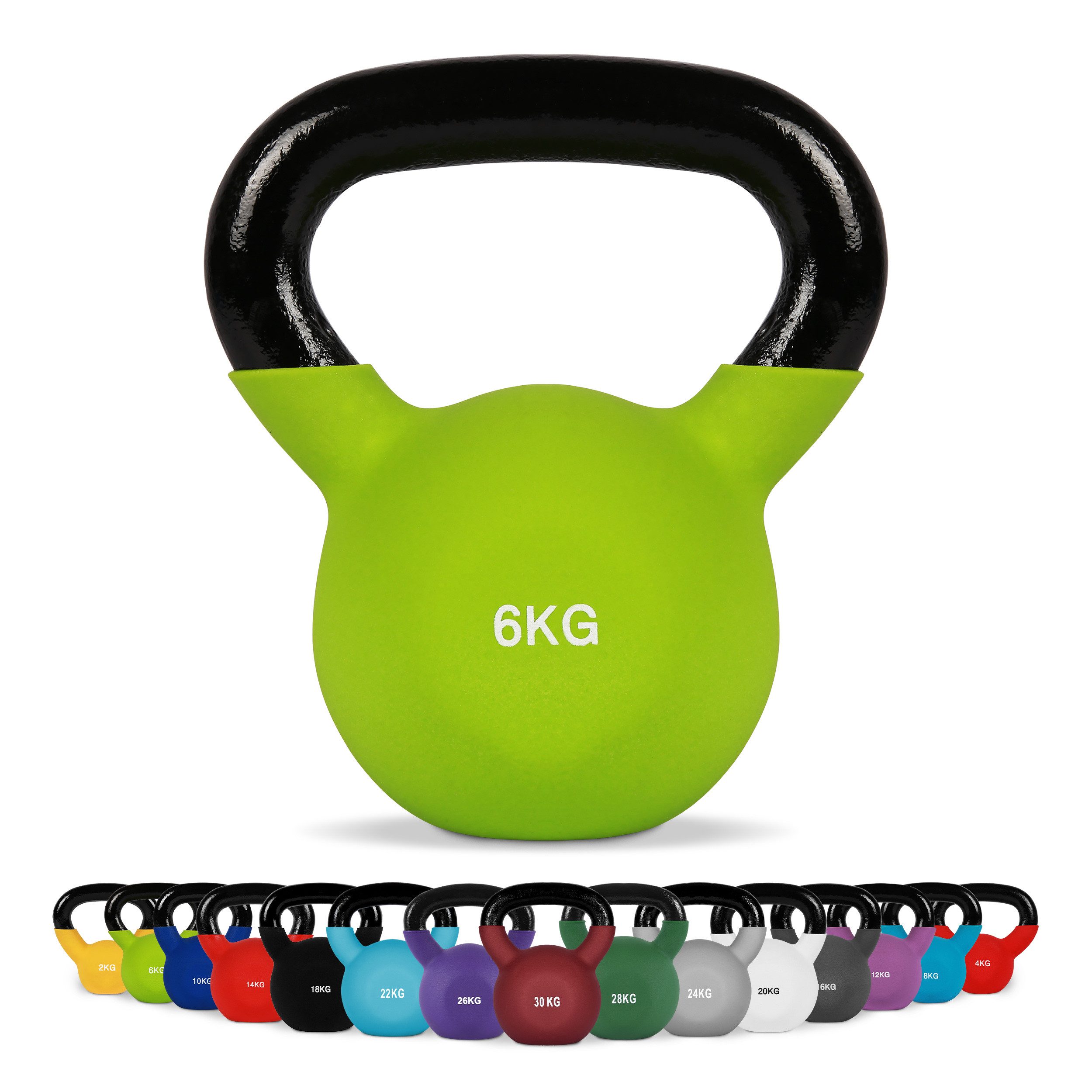 MSports® Kettlebell Kettlebell Professional Neopren 2 – 30 kg inkl. Übungsposter