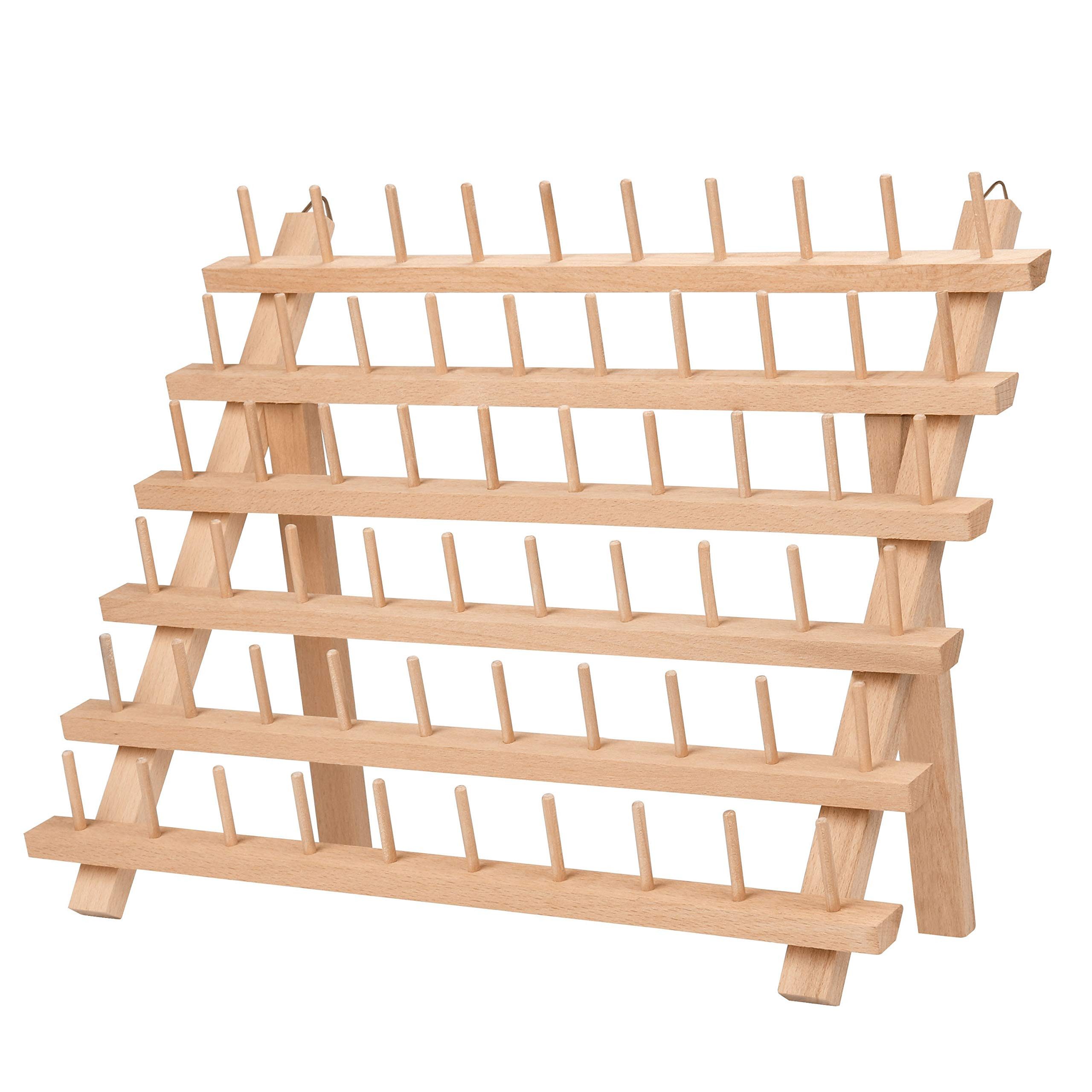 Aufbewahrungsbox Holz Fadenspulenhalter für 60 Garnrollen - Wand- oder Tischaufsteller