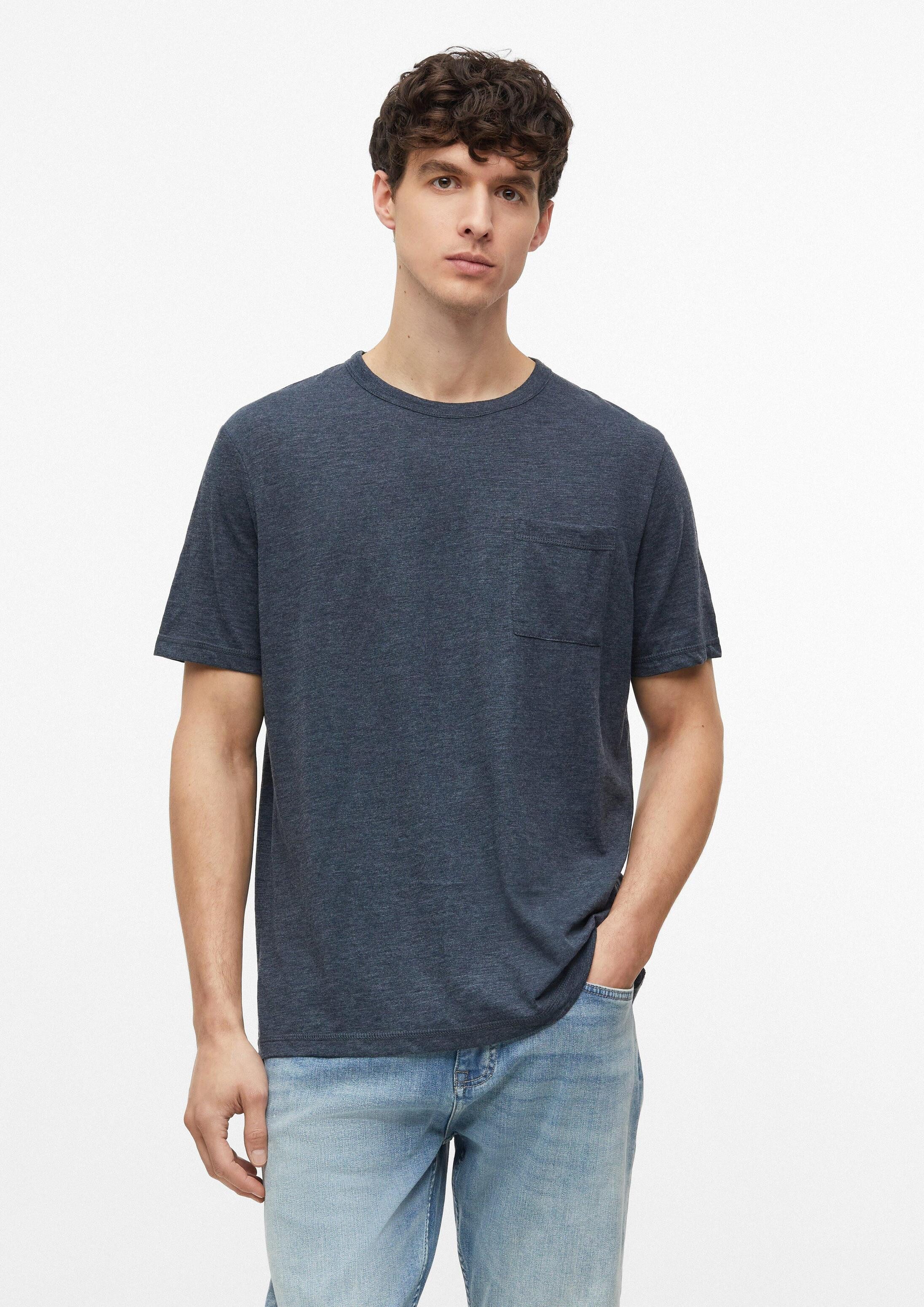s.Oliver Kurzarmshirt T-Shirt Meliertes T-Shirt aus Baumwollmix mit Brusttasche