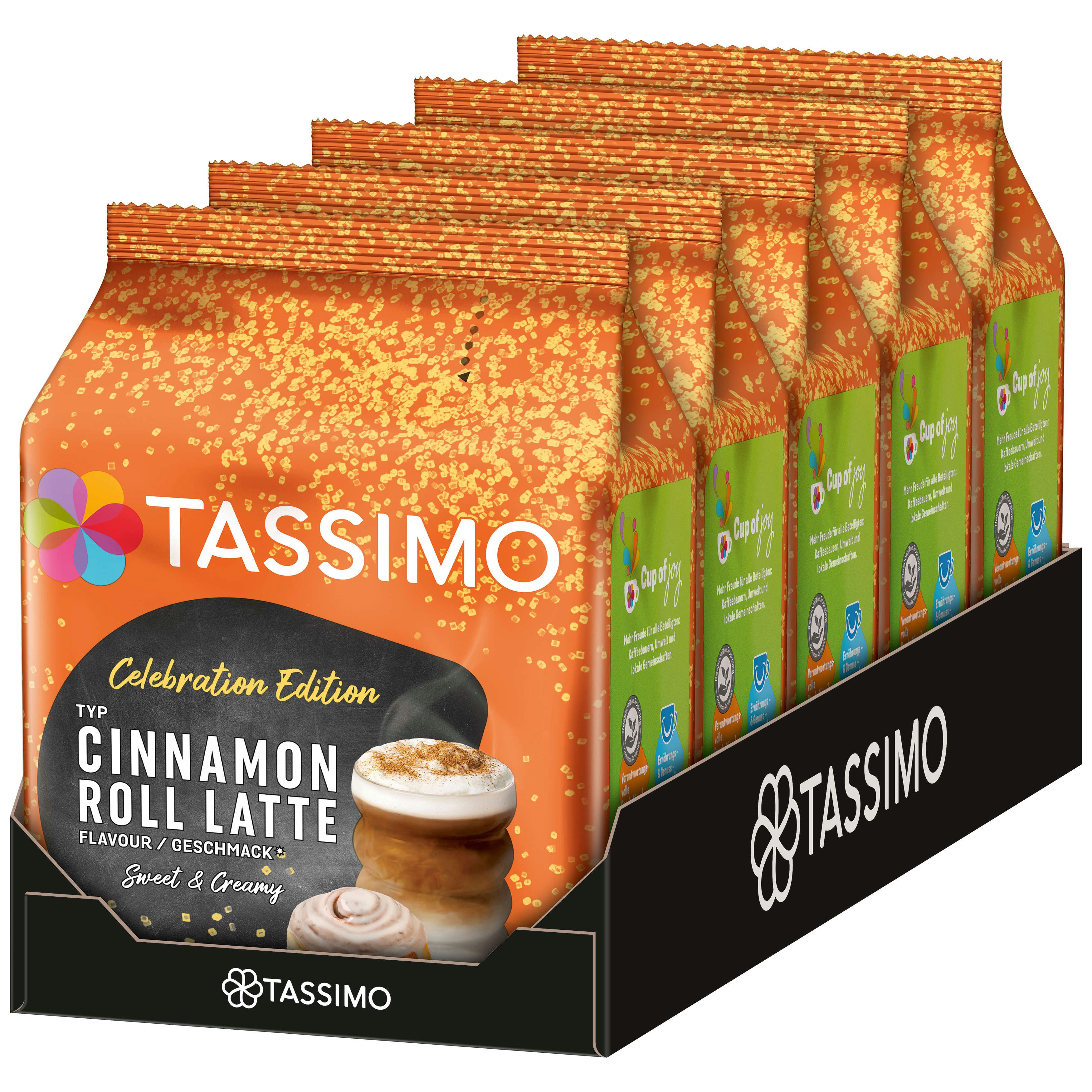 TASSIMO Kaffee Kapseln Limited Edition Cinnamon Roll Latte T Disc 5 x 8 Getränke, (Packung, 5er Pack)