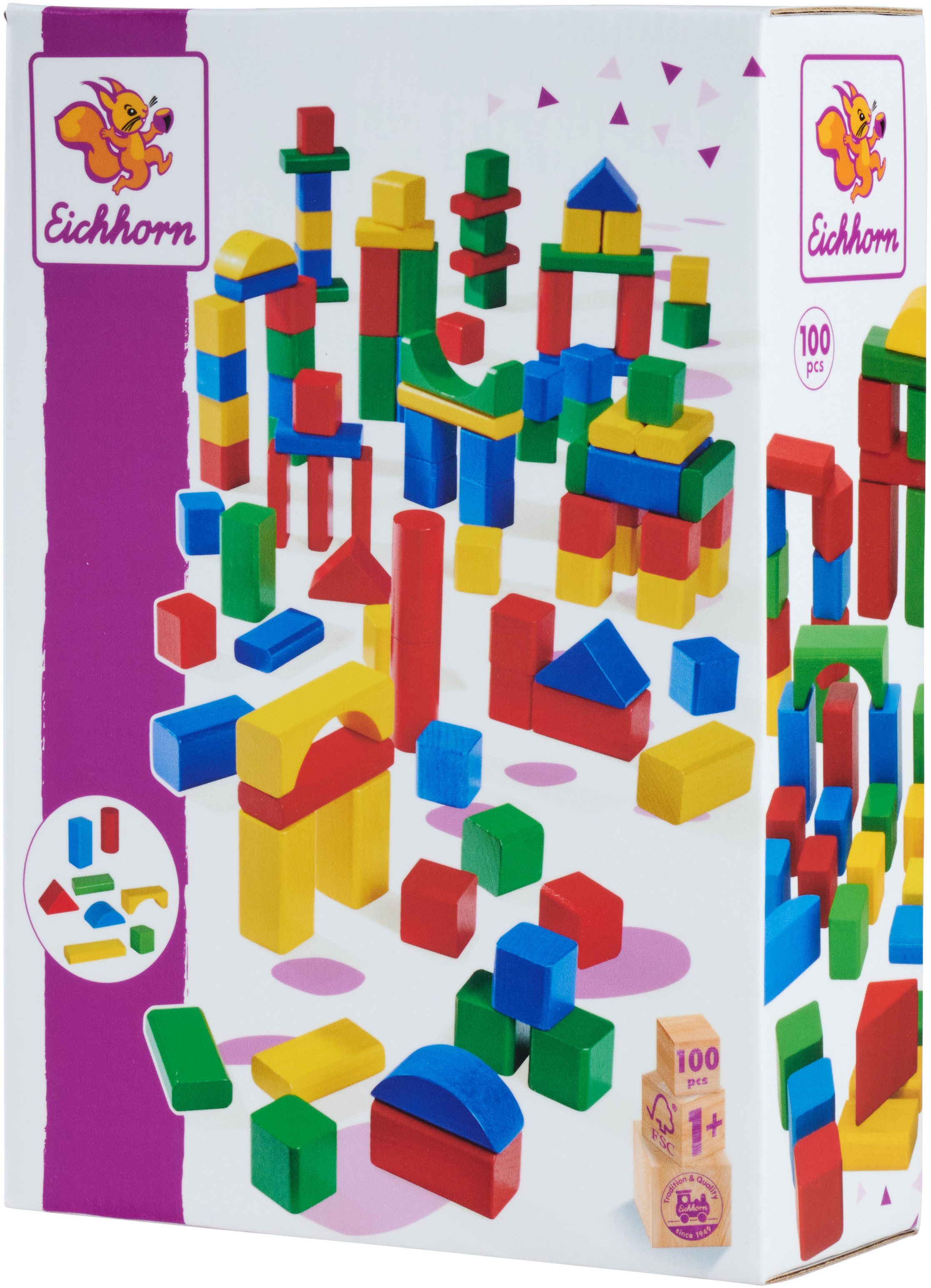 Eichhorn 100 Bunte Holzbausteine Spielbausteine, Made in Germany
