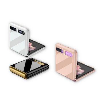Wigento Handyhülle Für Samsung Galaxy Z Flip Schutzcase Hartschale Schutz Weiß Hülle Cover Zubehör