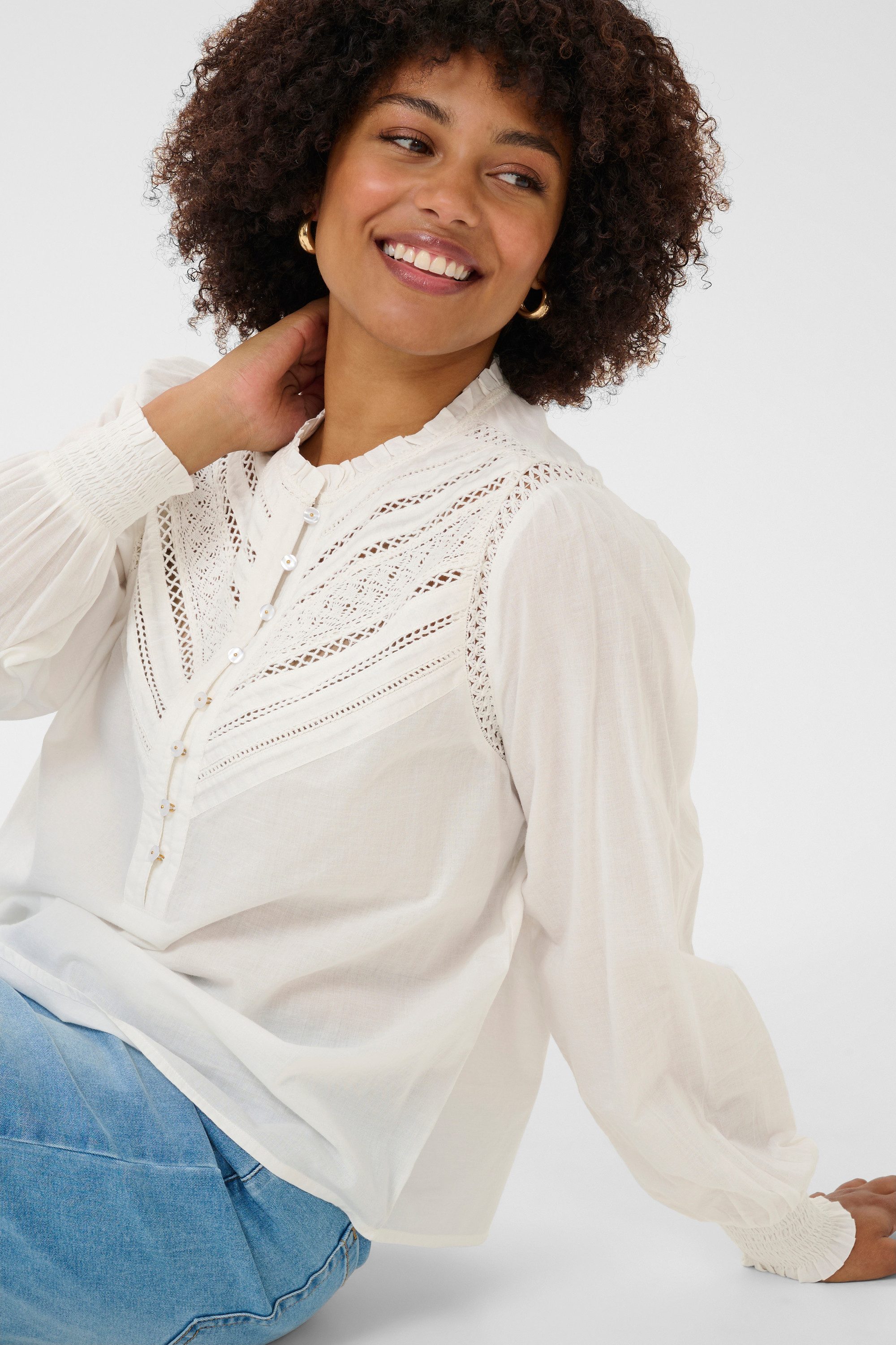 Cream Langarmbluse Langarm-Bluse CRAlina