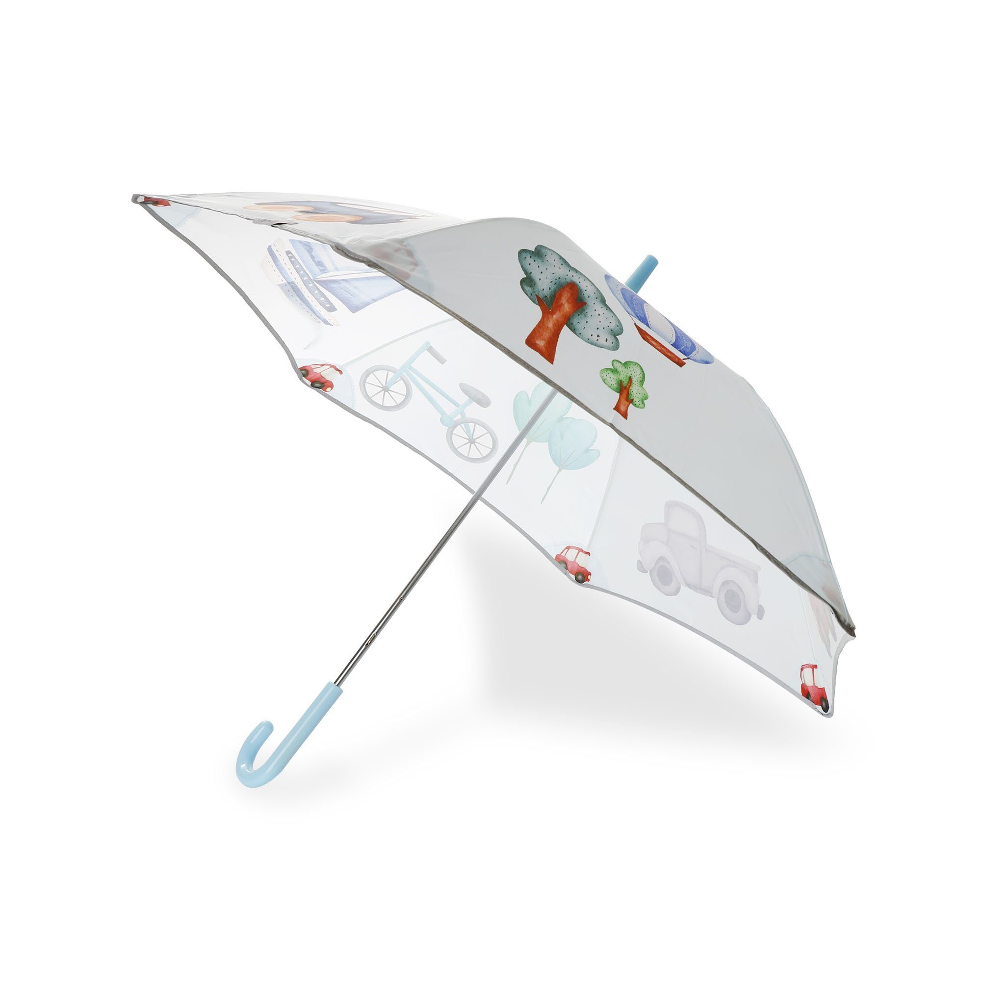Sonia Originelli Regenschirm Kinder Autos Taschenregenschirm reflektierend Segelboot Sicherheitsschirm