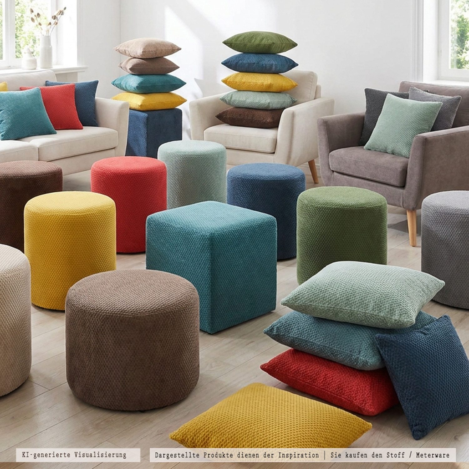 novely® Stoff MAKAO Abverkauf, Leichter Velours-Möbelstoff Feine Wabenprägung 1lfm, Strapazierfähig, Kuschelweich, Meterware, 1lfm