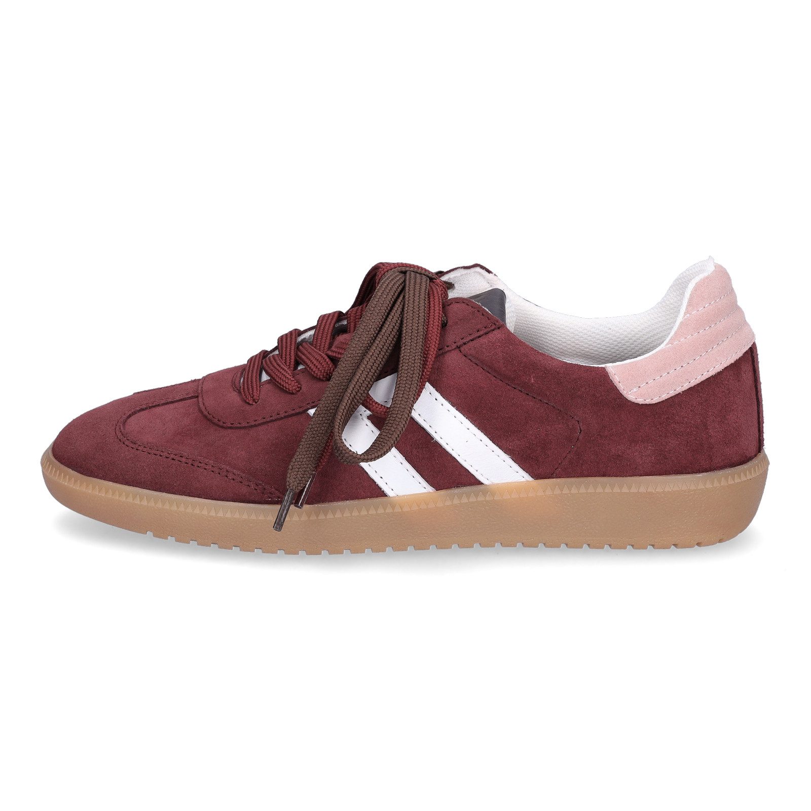 MIDS MORGAN Damen Sneaker bordeaux aus Velourleder mit Wechselfußbett und doppelter Schnürung