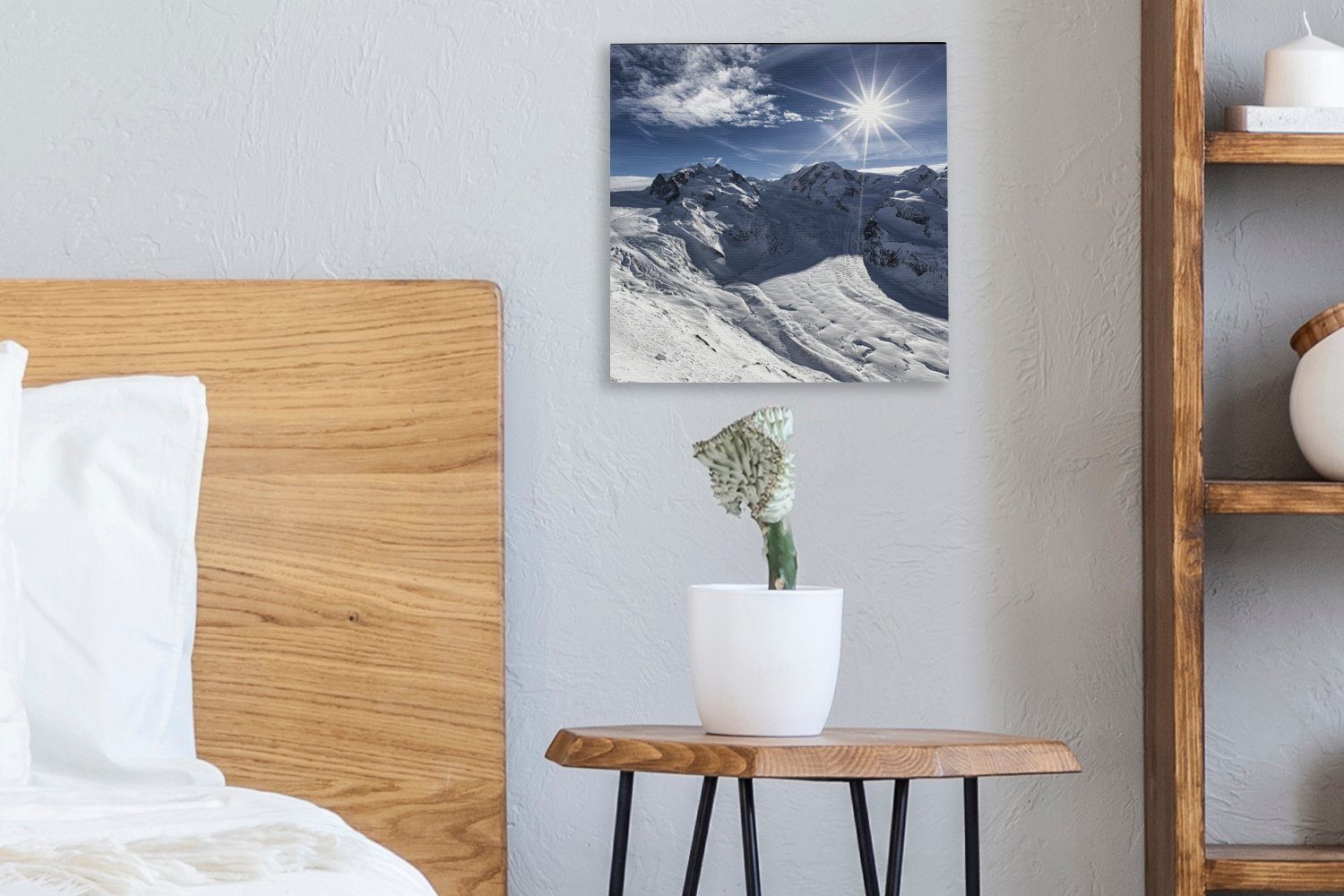 vom den für Gornergrat Bilder den auf Aletschgletscher, Alpen OneMillionCanvasses® (1 Blick Leinwandbild Schlafzimmer Leinwand in St), Wohnzimmer Schweizer