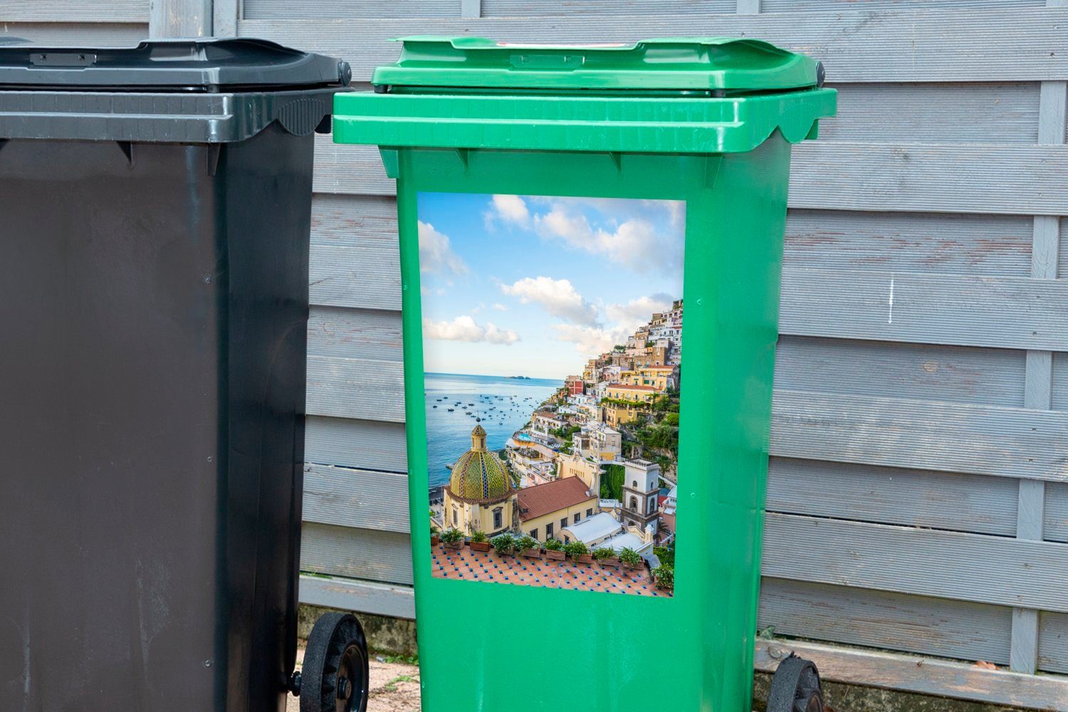 MuchoWow Wandsticker an in Das Amalfiküste Süditalien Dorf (1 Container, der St), Abfalbehälter Mülleimer-aufkleber, Positano Mülltonne, Sticker