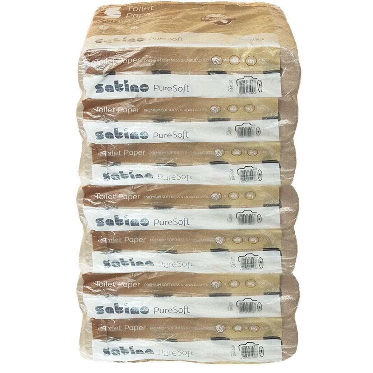 Satino Toilettenpapier PureSoft (8-St), 4-lagig, natur mit Prägung, 130 Blatt/Rolle