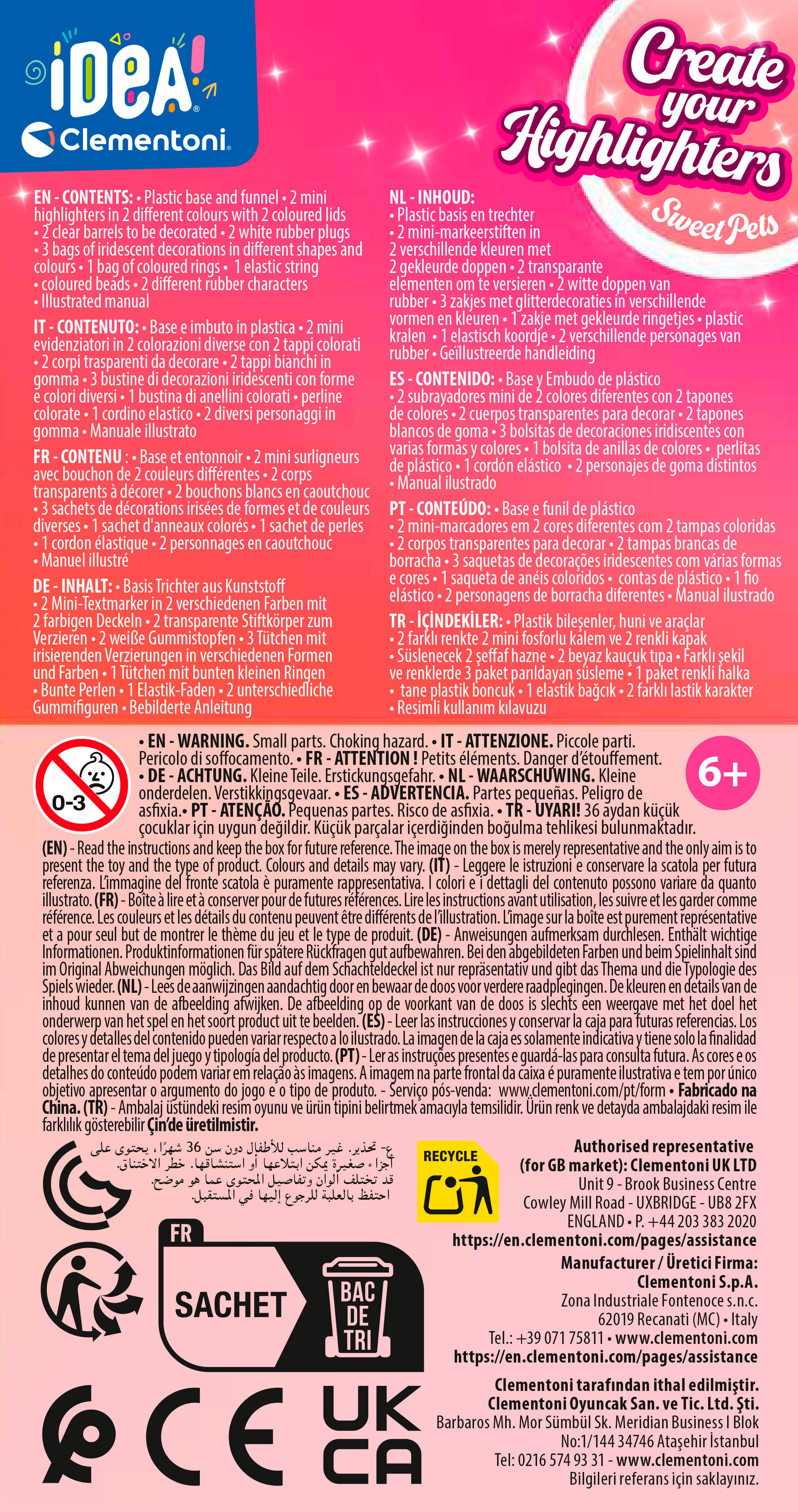 Clementoni® Kreativset Idea, Deine Textmarker-Kreationen - Süße Tierfreunde