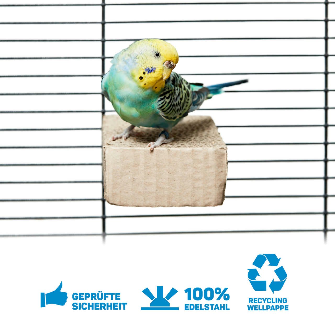 Happy Bird Vogelspielplatz Vogelsitzbrett aus Pappe, Vogel Sitzbrett zum schreddern, ca. 12 x 8 x 4cm