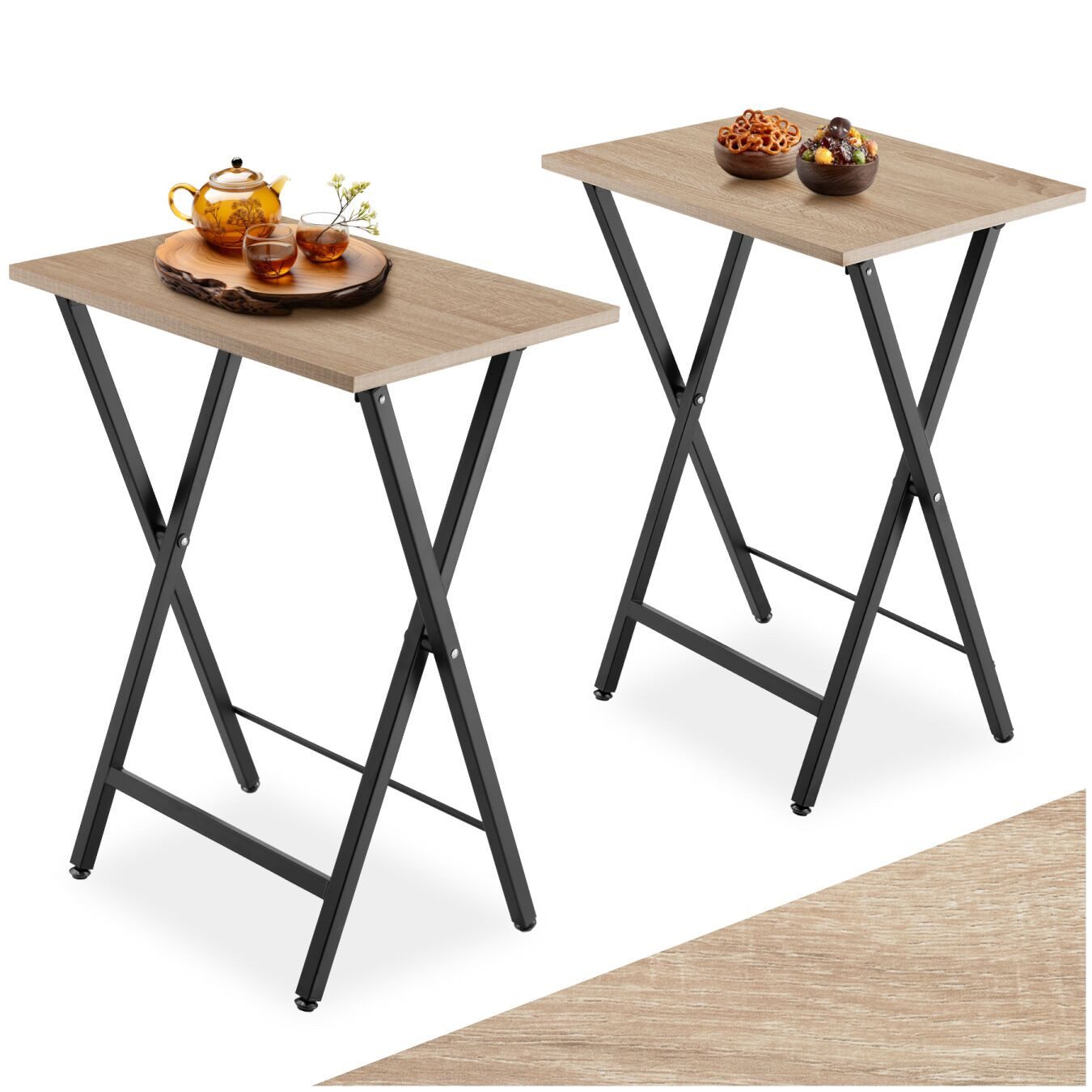 tectake Beistelltisch 2er Set Beistelltische (2-St., 2 tlg), Zwei klappbare günstig online kaufen